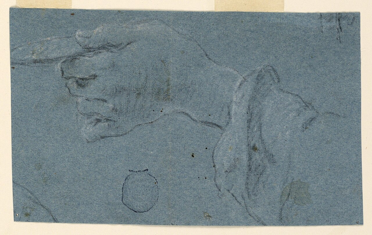 Drawing, Drawing- Study of a left hand holding a small disk, 1750–1775 (CH 18118531) — Artista ignoto