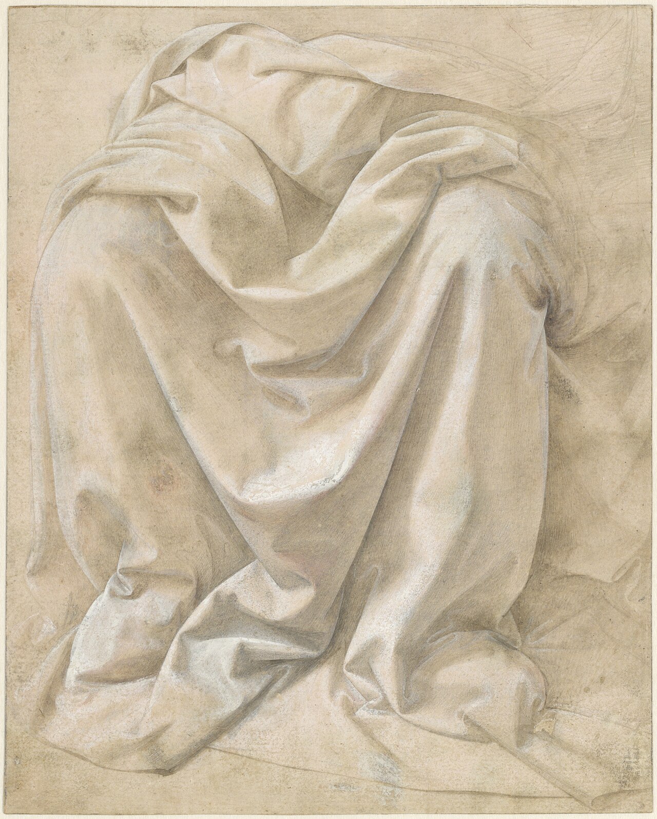 Lorenzo di Credi - Study of Drapery for a Seated Figure, c1478-1480 -Fondation Custodia — Lorenzo di Credi