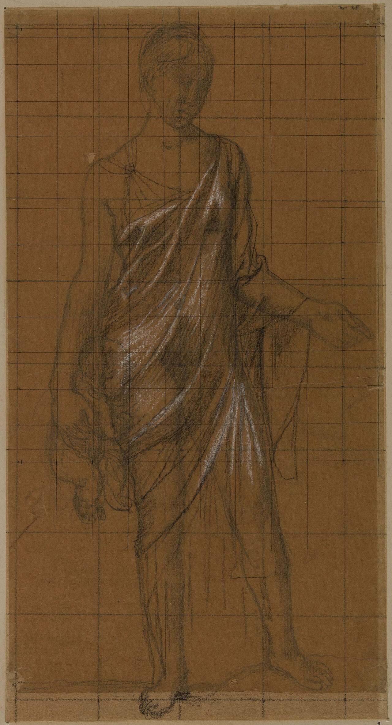 Etude de draperie pour la Femme drapée de face, tenant un enfant sur la hanche droite (MCB 2B), PPD281(2B) — Pierre-Cécile Puvis de Chavannes