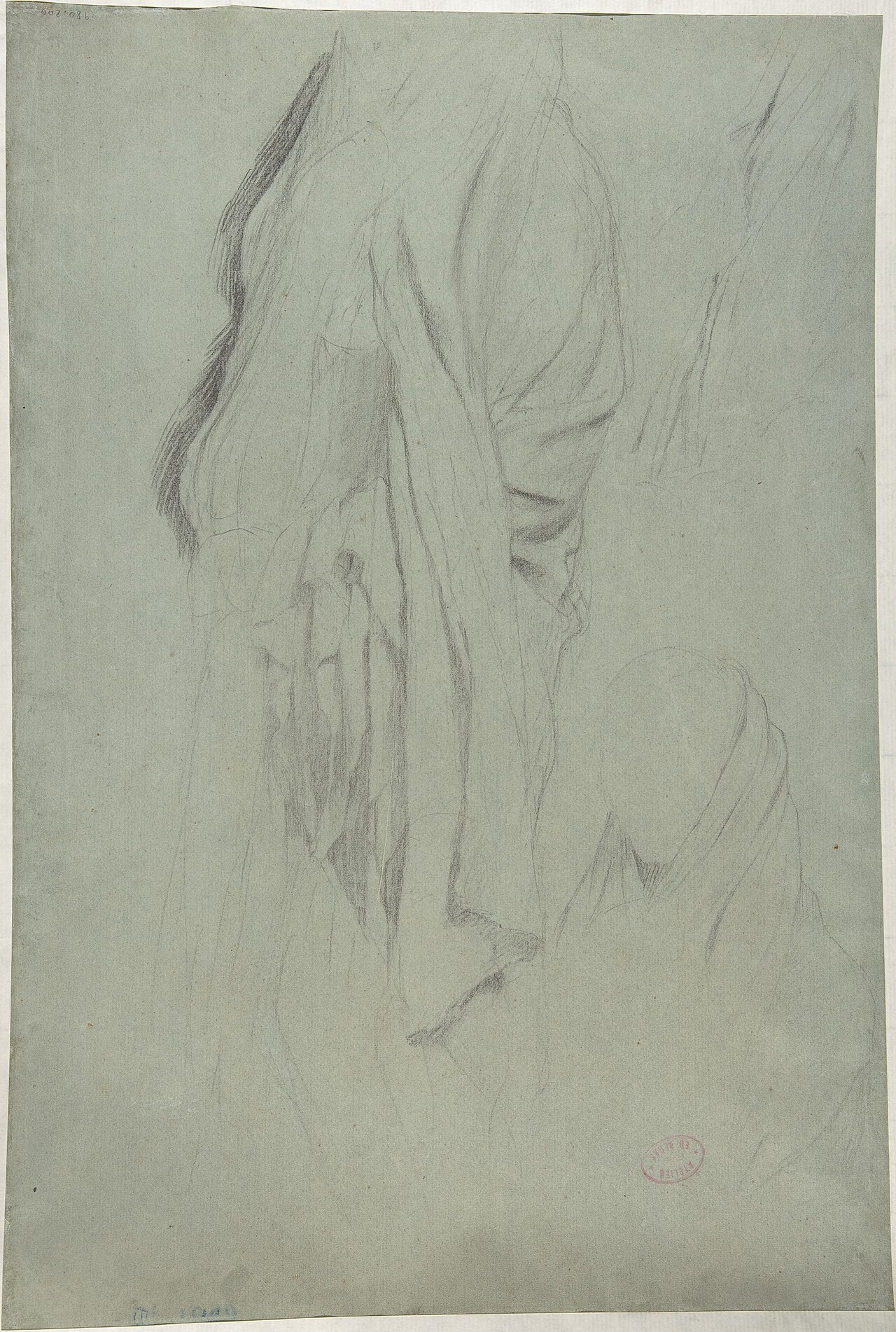 Study for Vieille Italienne(recto); Drapery Study (verso) MET DP810343 — Edgar Degas