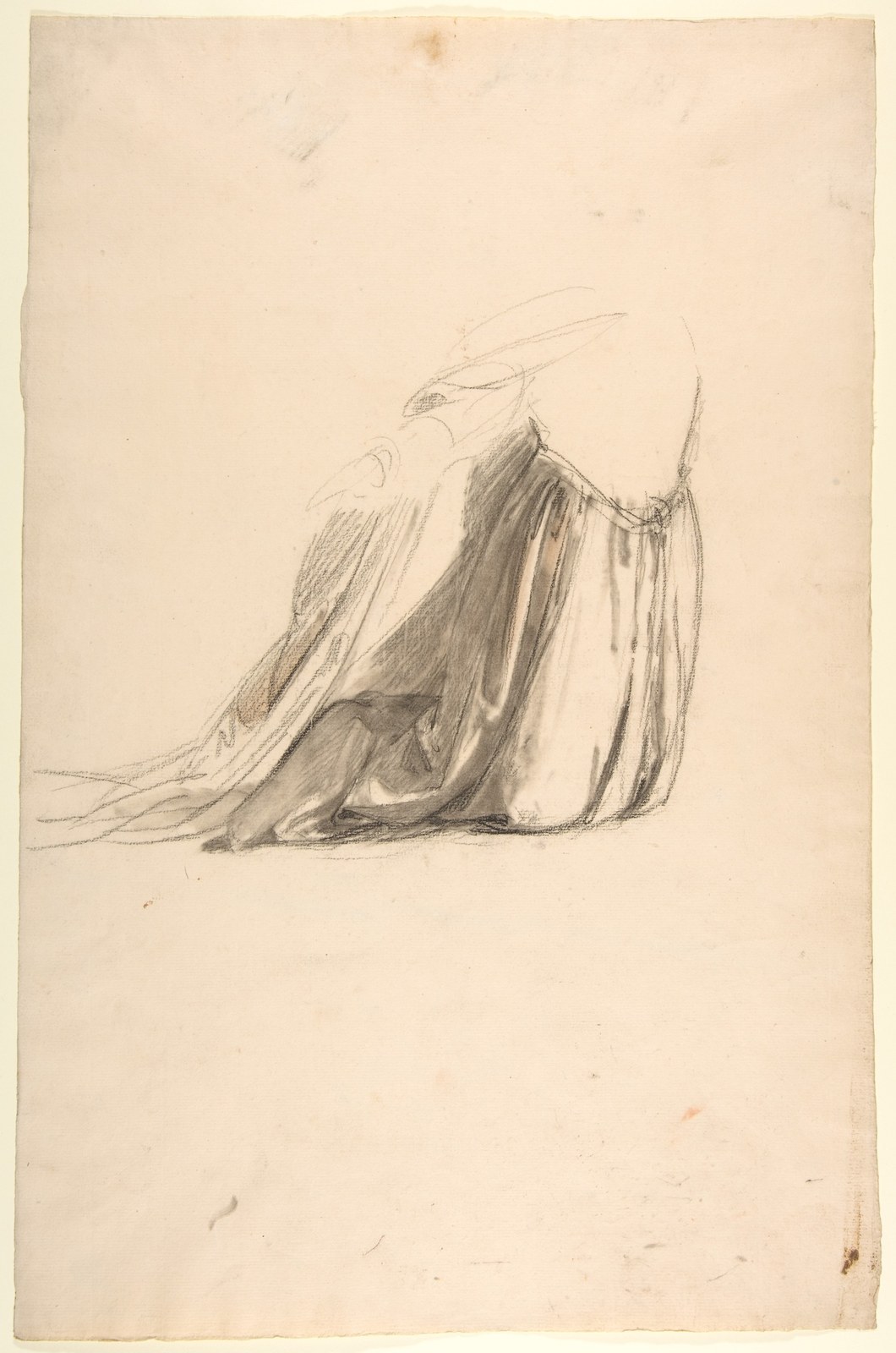 Drapery Study for Sainte Clotilde (middle register; study for wall paintings in the Chapel of Saint Remi, Sainte-Clotilde, Paris, 1858) — Isidore Pils