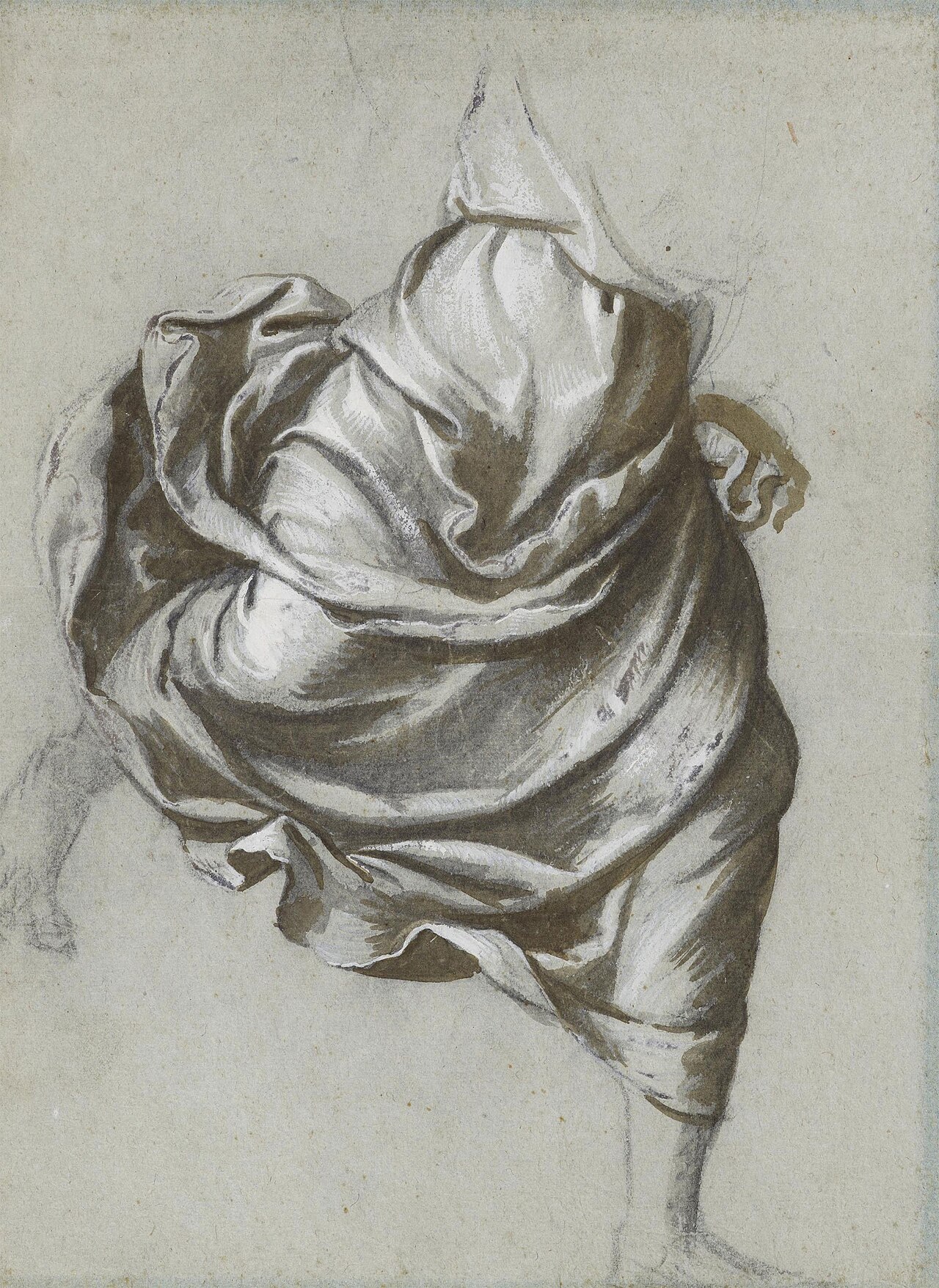 Study of drapery around torso and legs attributed to Pomponio Amalteo — attributed to Pomponio Amalteo