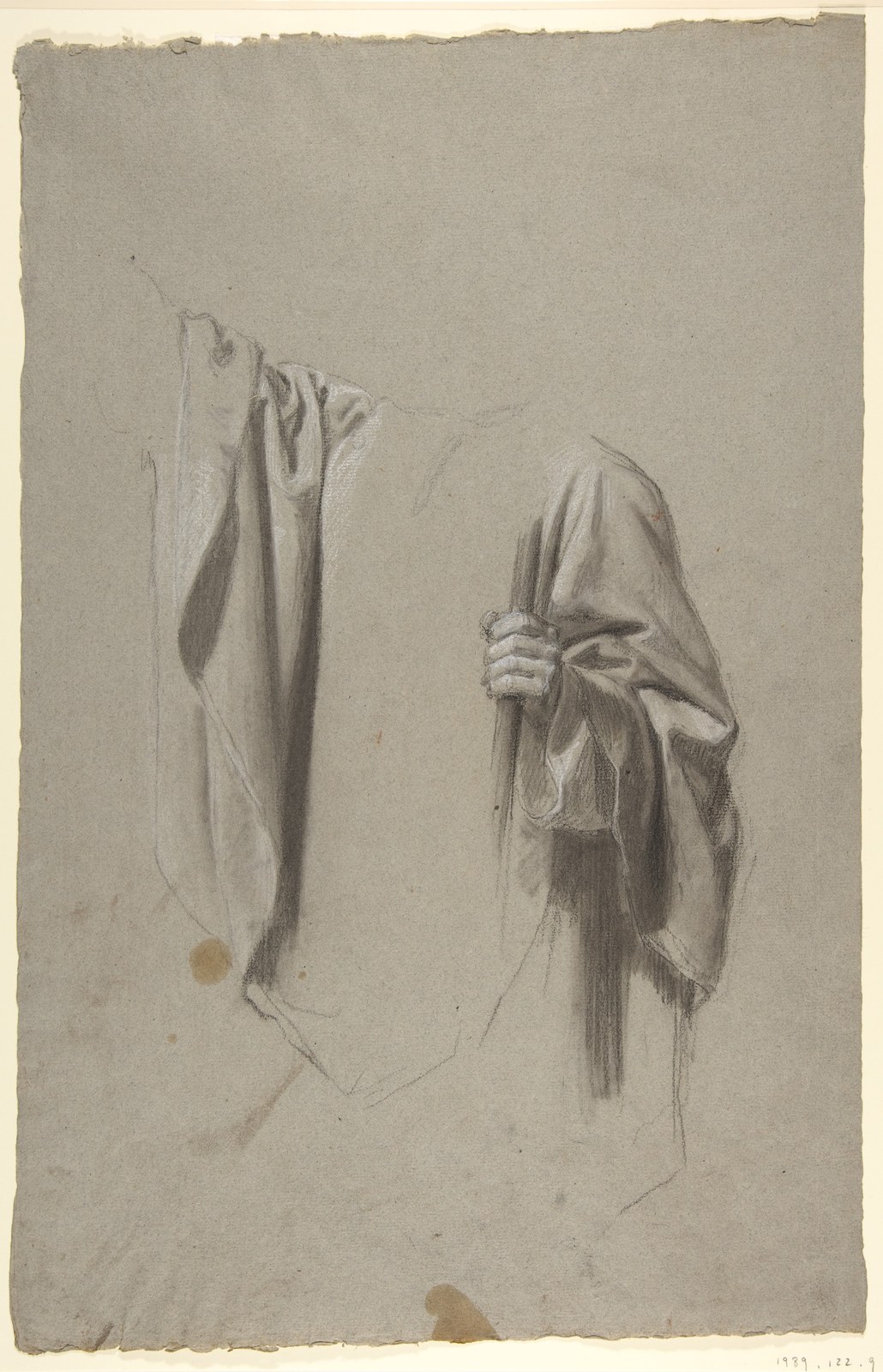 Drapery Study for Saint Remi (middle register; study for wall paintings in the Chapel of Saint Remi, Sainte-Clotilde, Paris, 1858) — Isidore Pils