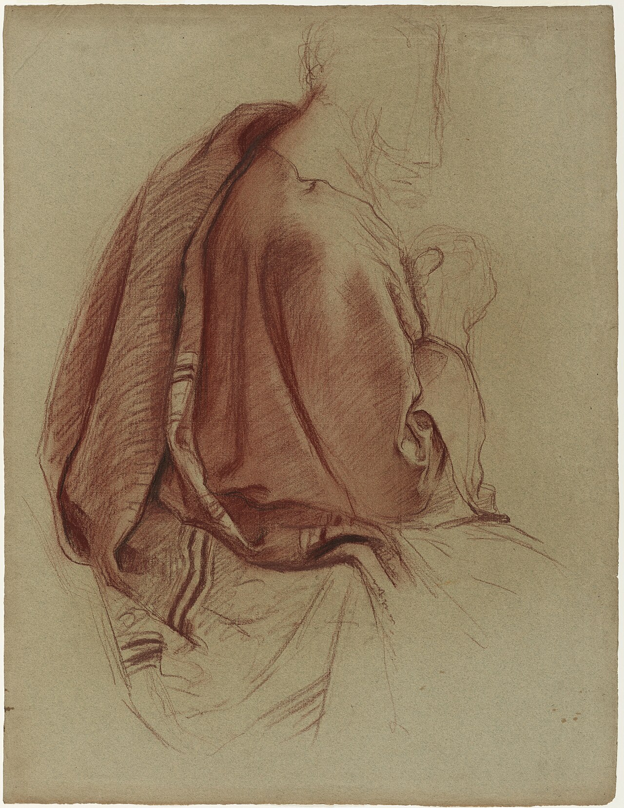 Etude de draperie buste d'homme vu de profil vers la droite, PPD4072 — Alfred Plauzeau