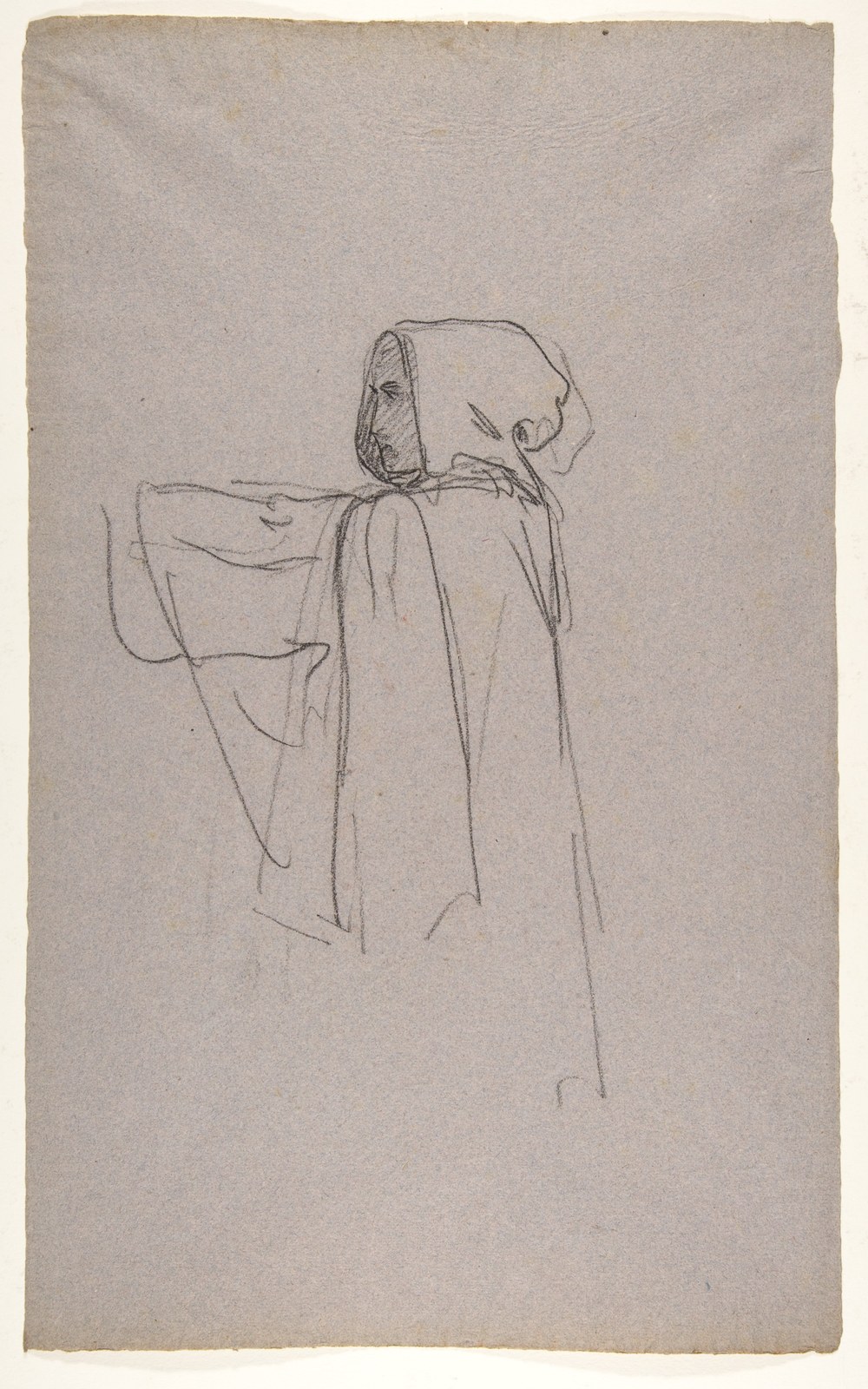 Monk (lower register); verso:  Drapery Study for a Bishop (lower register); (studies for wall paintings in the Chapel of Saint Remi, Sainte-Clotilde, Paris, 1858) — Isidore Pils