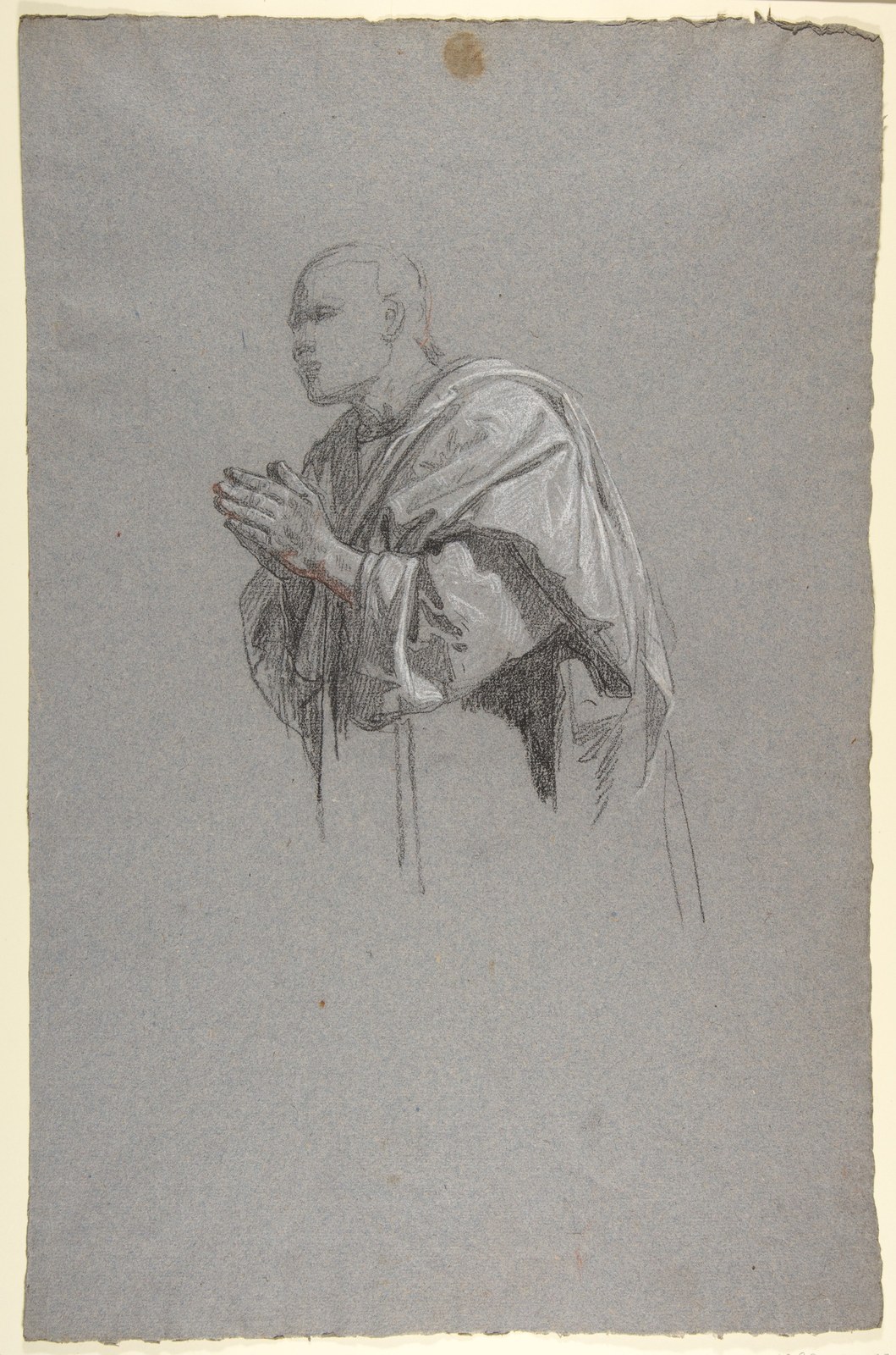Drapery Study for a Cleric (lower register; study for wall paintings in the Chapel of Saint Remi, Sainte-Clotilde, Paris, 1858) — Isidore Pils