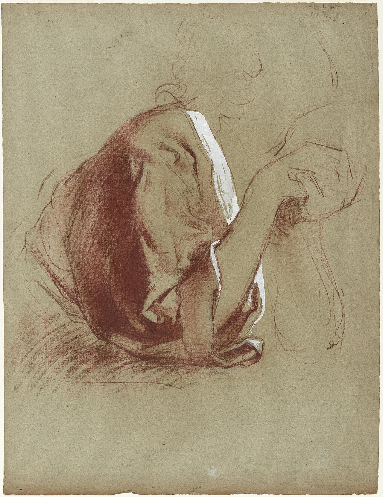 Etude de draperie manche droite avec avant-bras croisés vus de profil, PPD4068 — Alfred Plauzeau