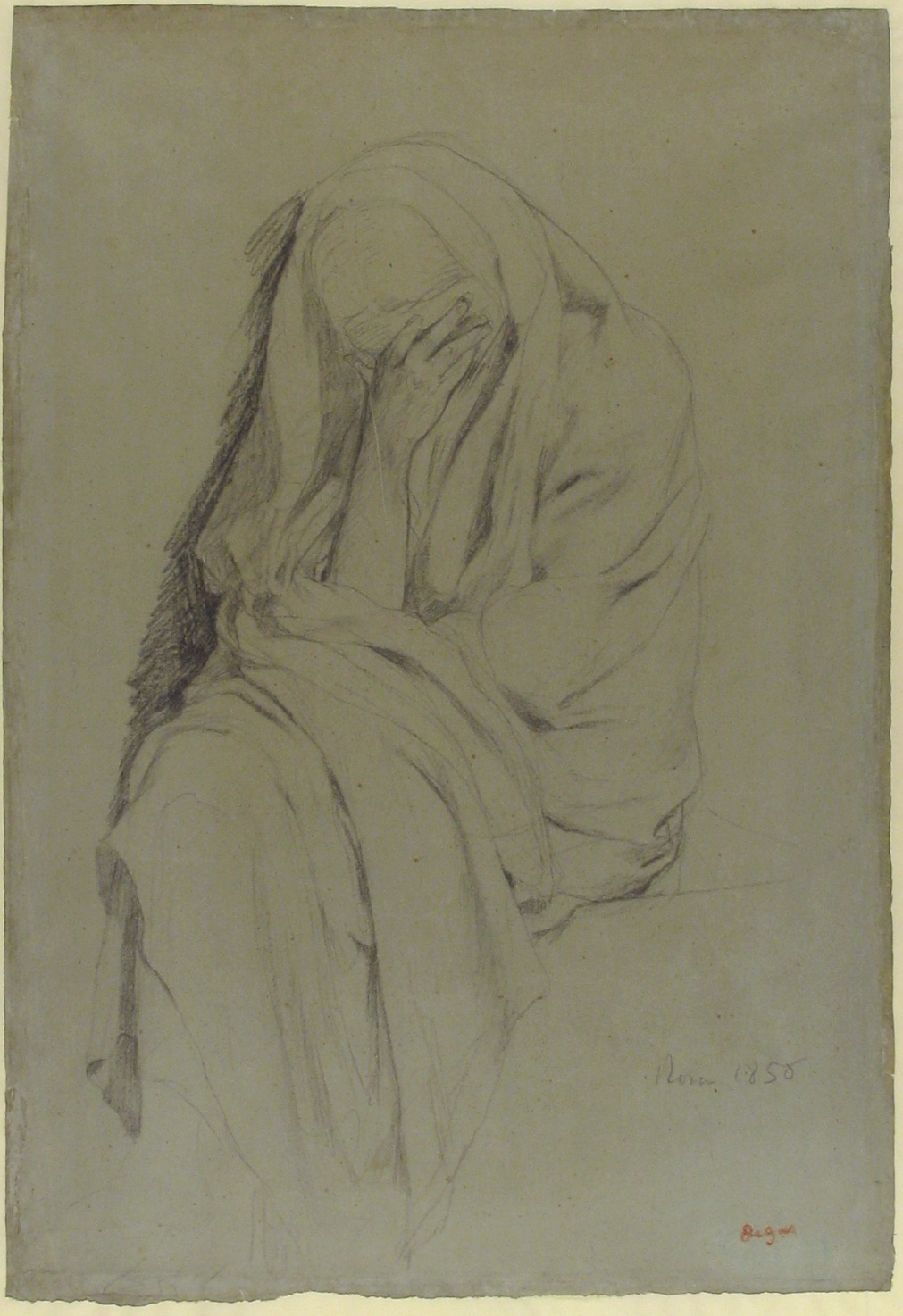Study for Vieille Italienne(recto); Drapery Study (verso) MET 1980.200 — Edgar Degas