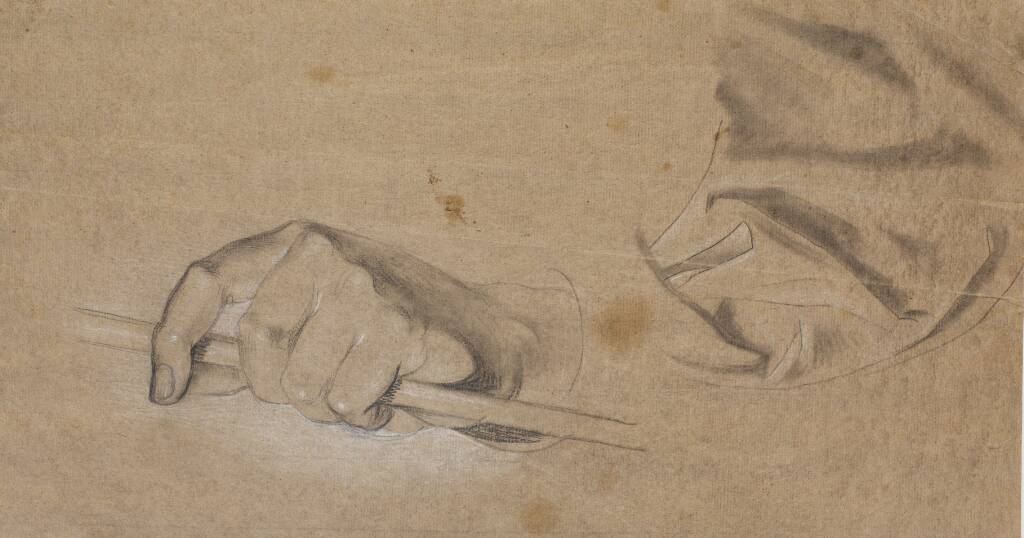 Studie af en hånd og et draperi — Nicolai Abildgaard