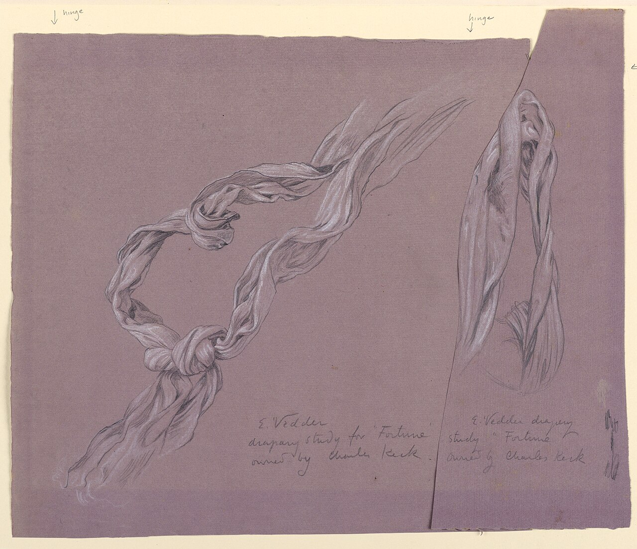 Drawing, Studies of Drapery of "Fortune", ca. 1887 (CH 18404513) — Elihu Vedder