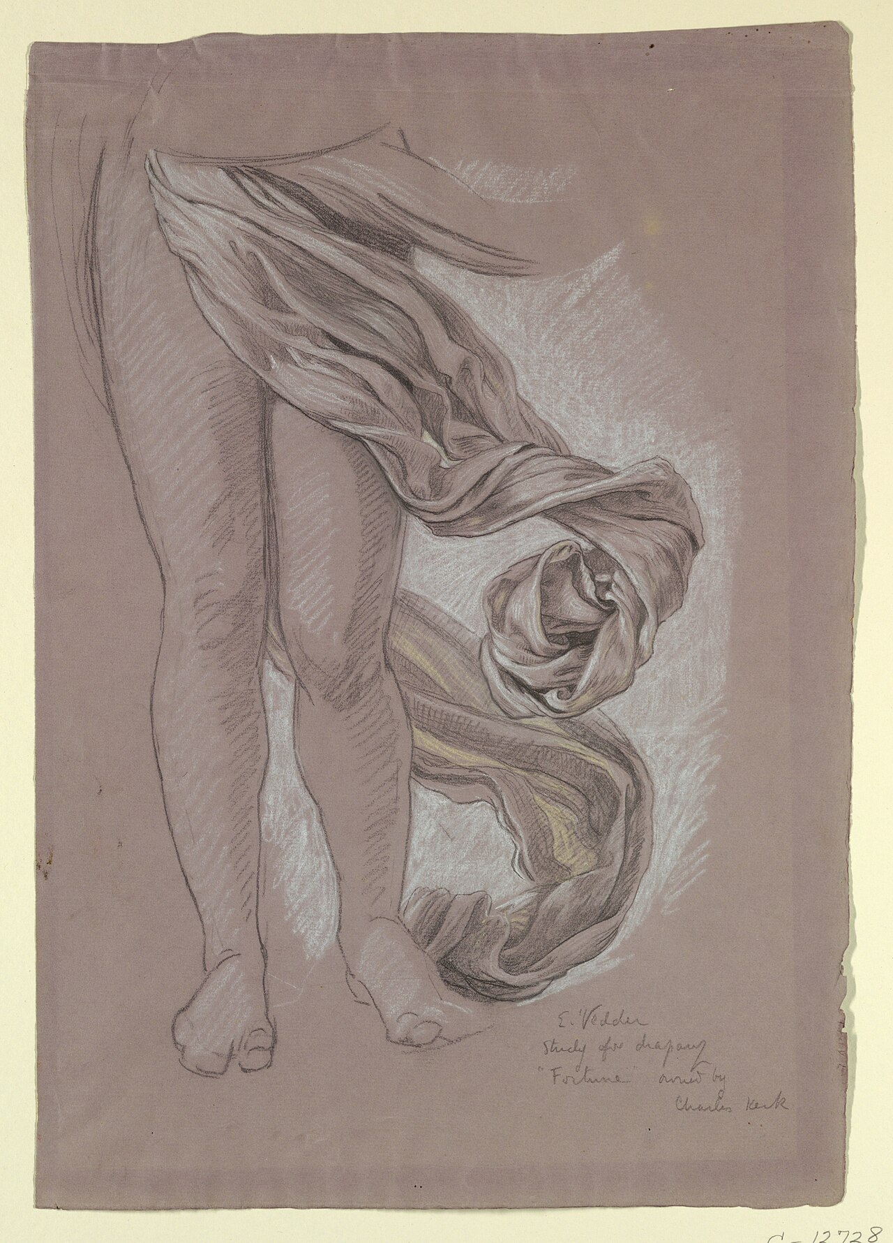 Drawing, Study of Drapery of "Fortune", ca. 1877 (CH 18404519) — Elihu Vedder