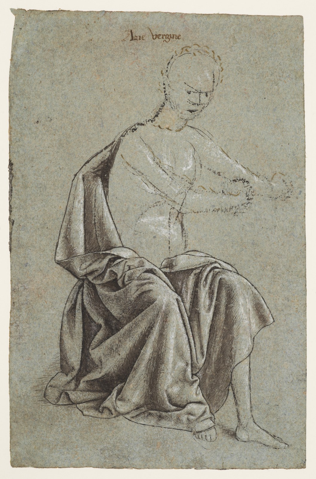 Study of a Seated Mannequin with an Arrangement of Drapery, for a Figure of the Virgin — Unbekannter Künstler