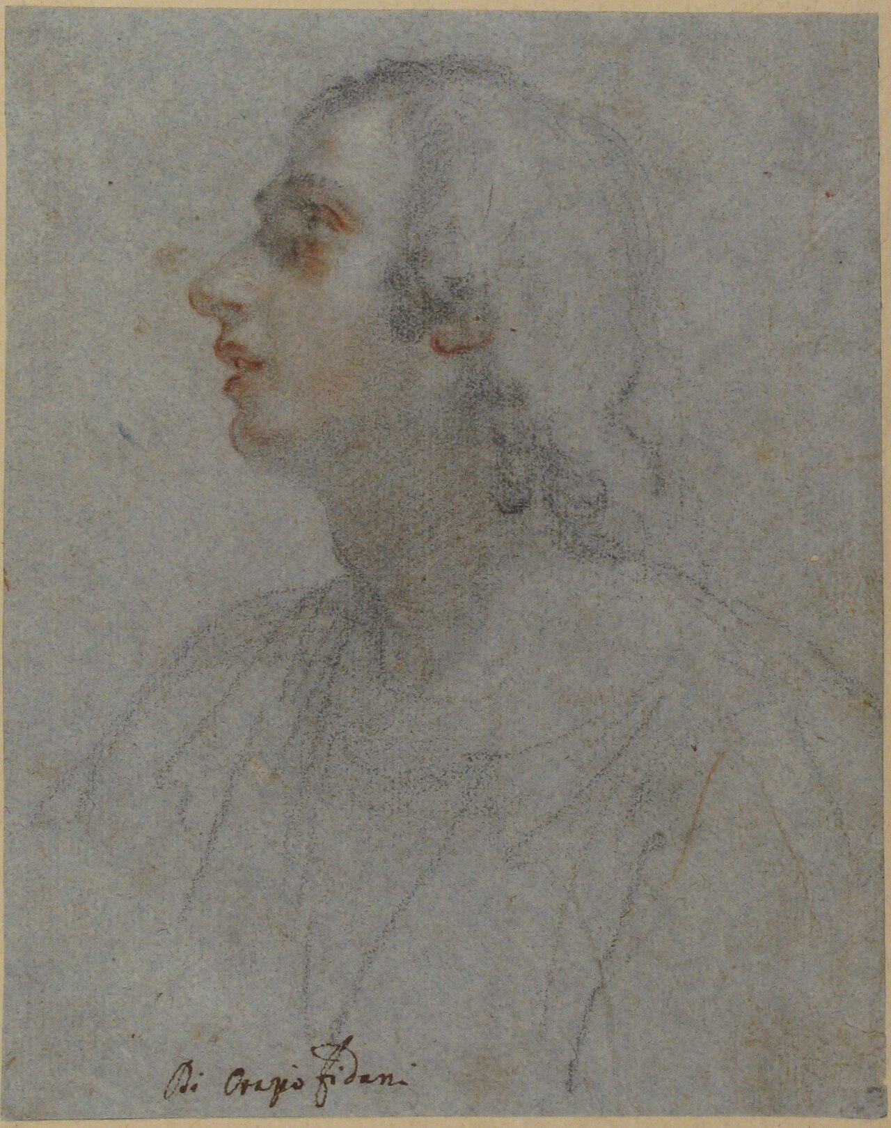 Bust of a Youth Looking to Upper Left (recto); Study of Drapery (verso) MET 1974.270 — Orazio Fidani