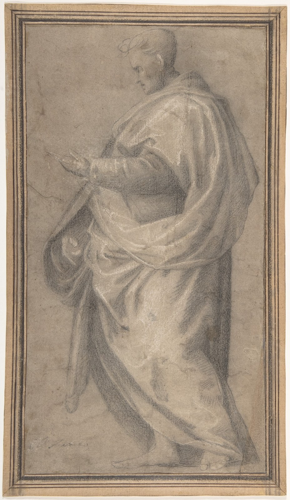 Drapery Study for a Standing Male Figure in Profile Facing Left — Fra Bartolomeo