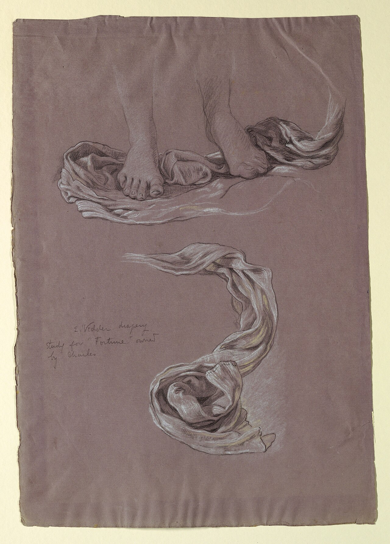 Drawing, Study of Drapery "Fortune", ca. 1877 (CH 18404527) — Elihu Vedder
