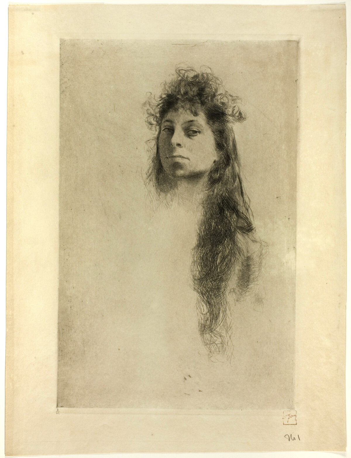 Head of a Woman with Long Hair — Robert Frederick Blum
