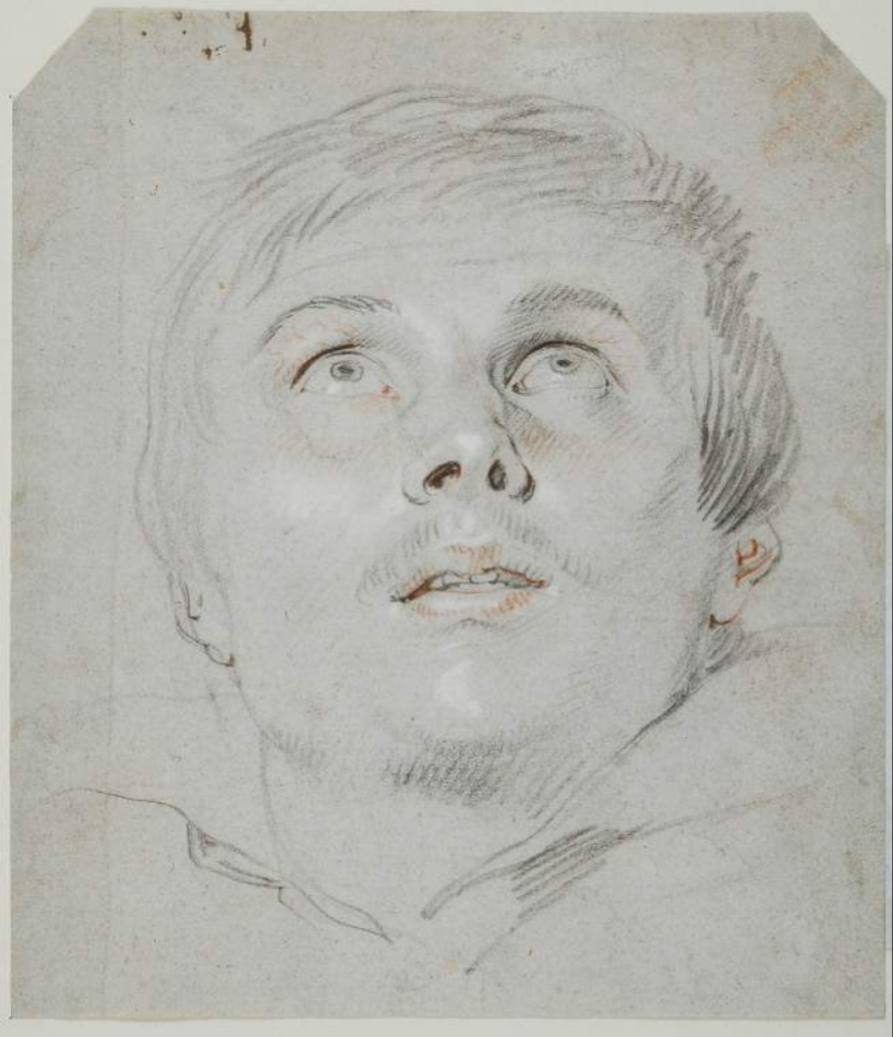 Jan Cossiers - Study of a head of a young man, looking up — Attributed to Jan Cossiers