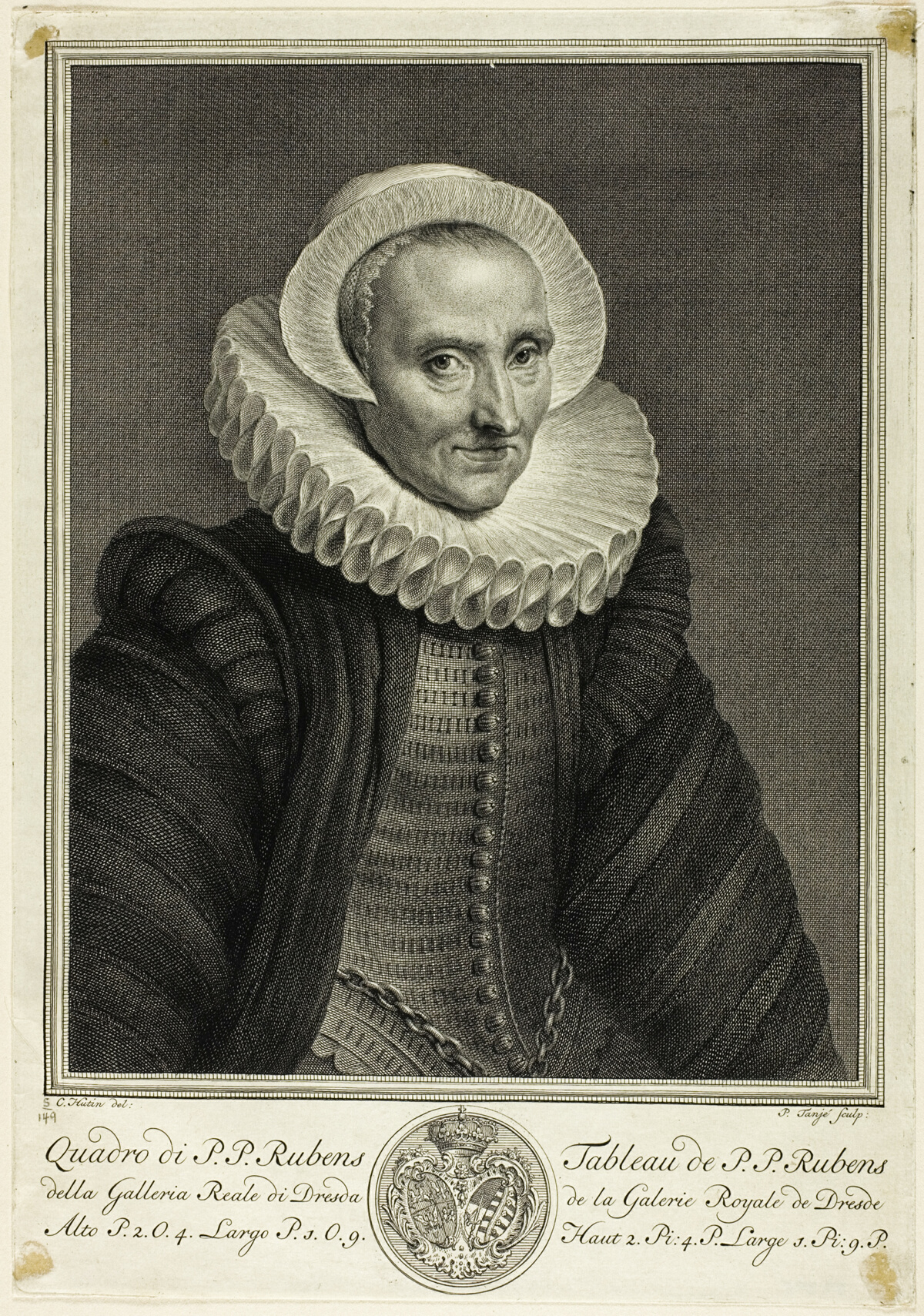 Portrait of a Sixty-year-old Woman, from Recueil d'estampes d'après les plus célèbres tableaux de la Galerie Royale de Dresde — Pieter Tanjé