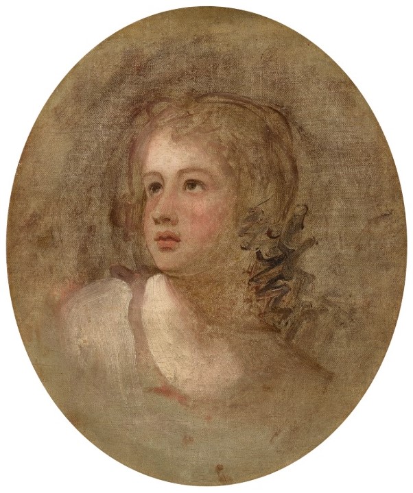 Head study of a young girl (by George Romney) — George Romney
