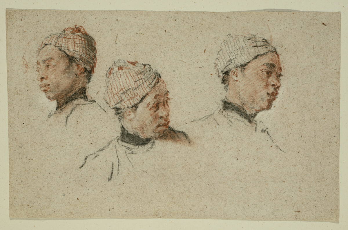 Three Studies of the Head of a Turbaned Black Man — Nicolas Lancret
