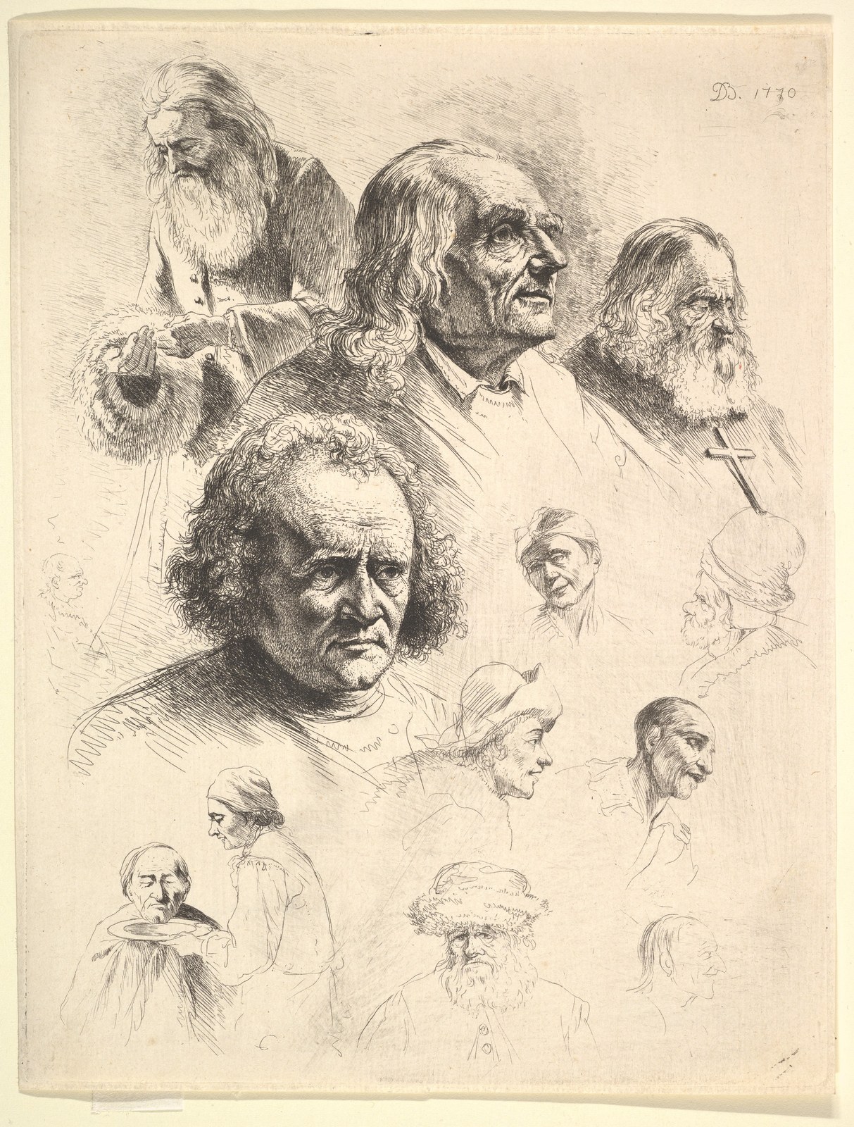 Study of Thirteen Heads — Jean Jacques de Boissieu