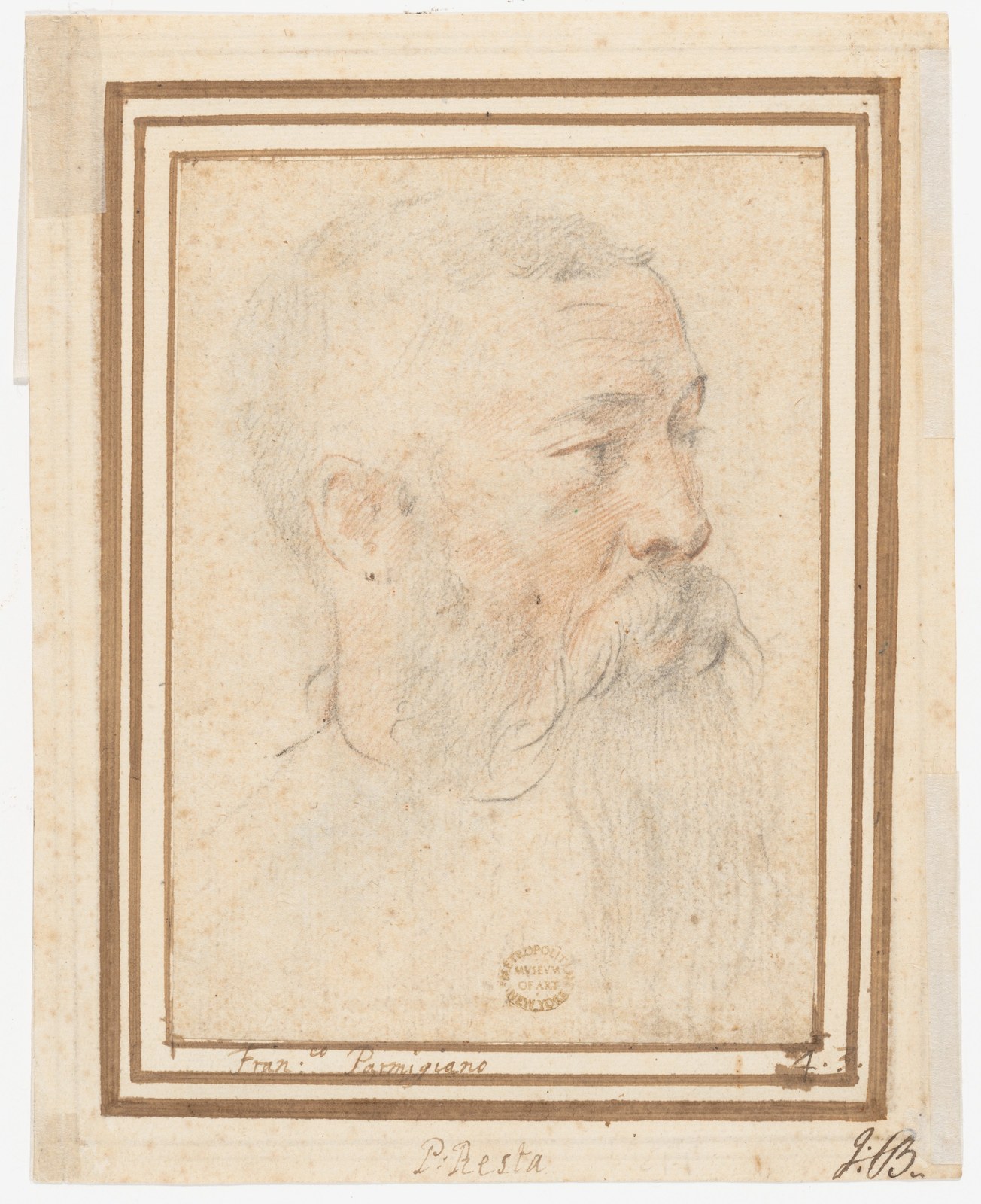 Head of Bearded Man (recto); Head of a Girl (verso) — Girolamo Mazzola Bedoli