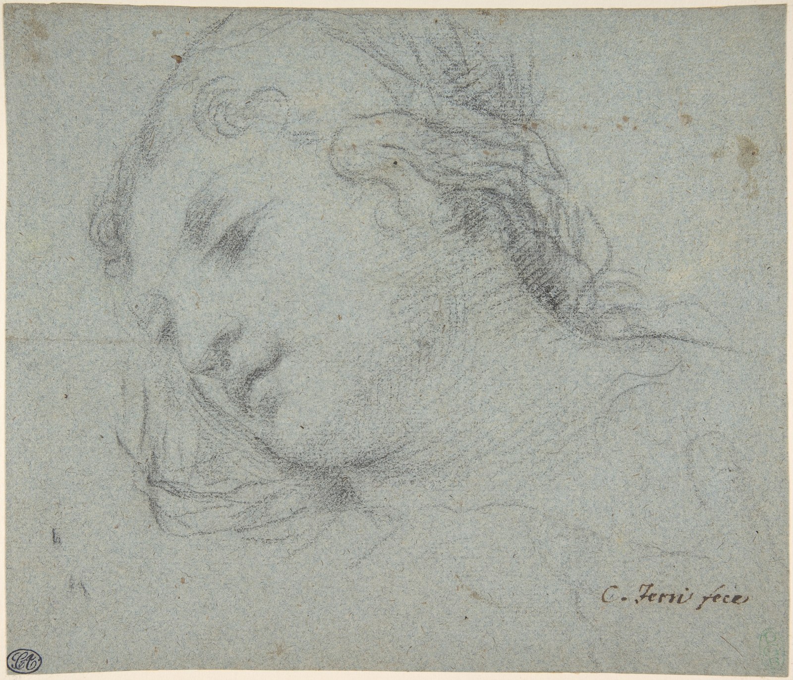Head of a Woman (recto); Head of a Child, Study of Children's Forearms (verso) — Ciro Ferri