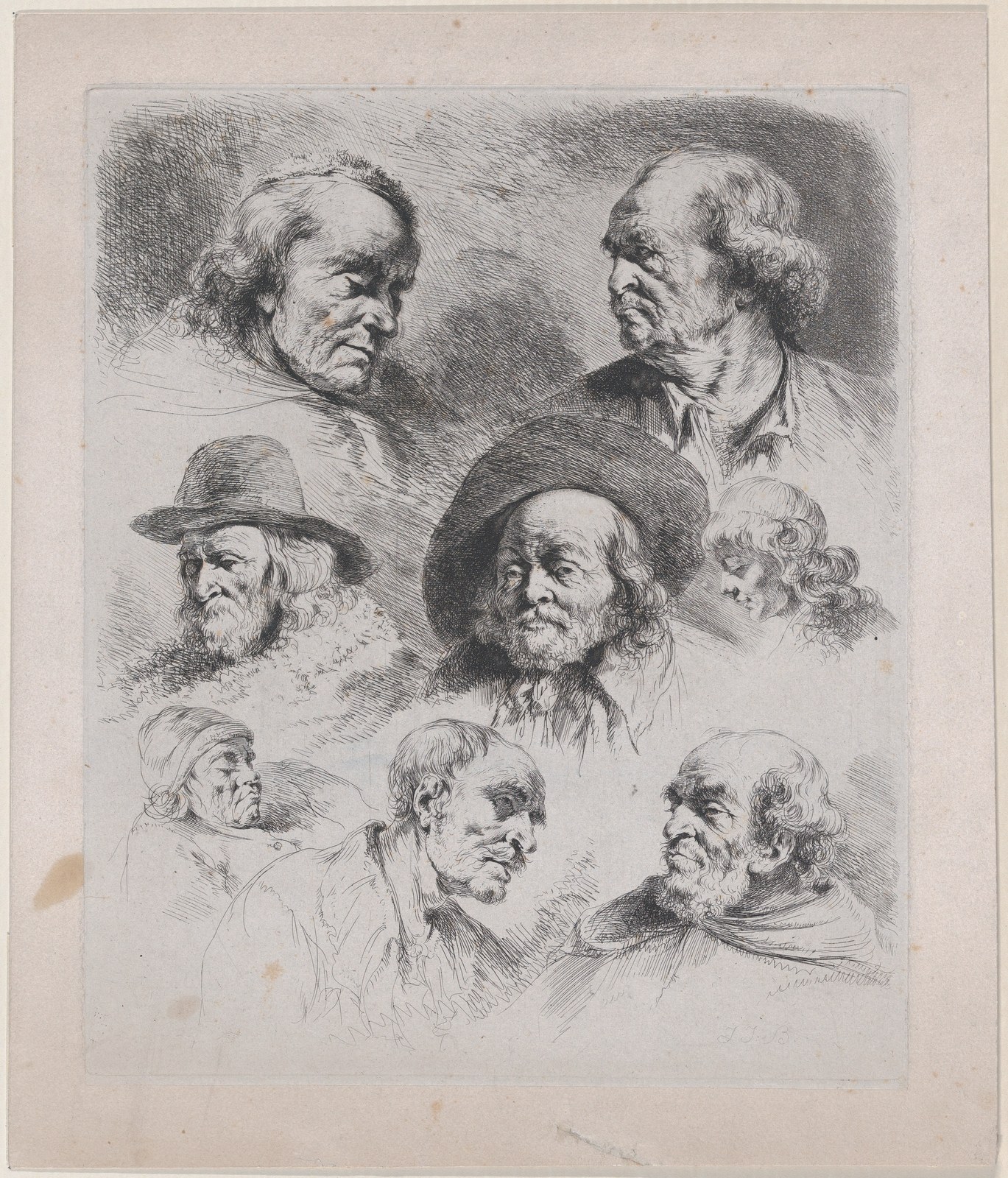 Study of Eight Heads — Jean Jacques de Boissieu