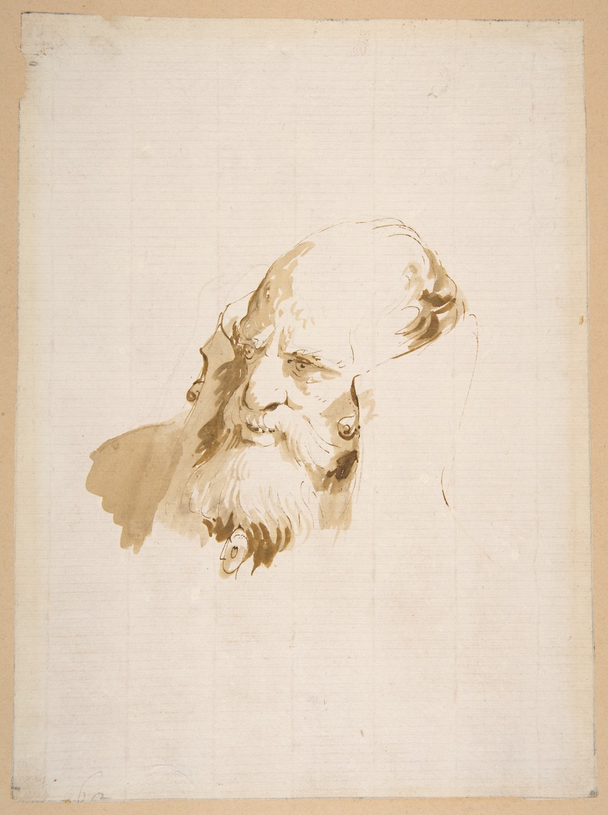 Head of a Man Wearing a High Collar — Giovanni Battista Tiepolo