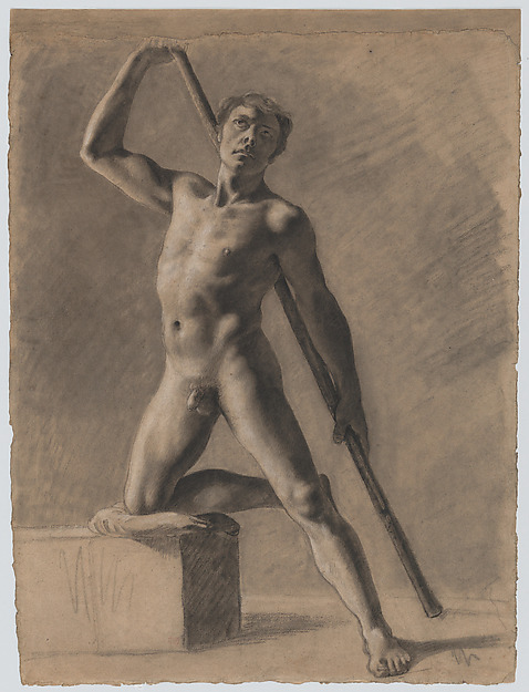 Academic Male Nude with Staff — Eugène Delacroix