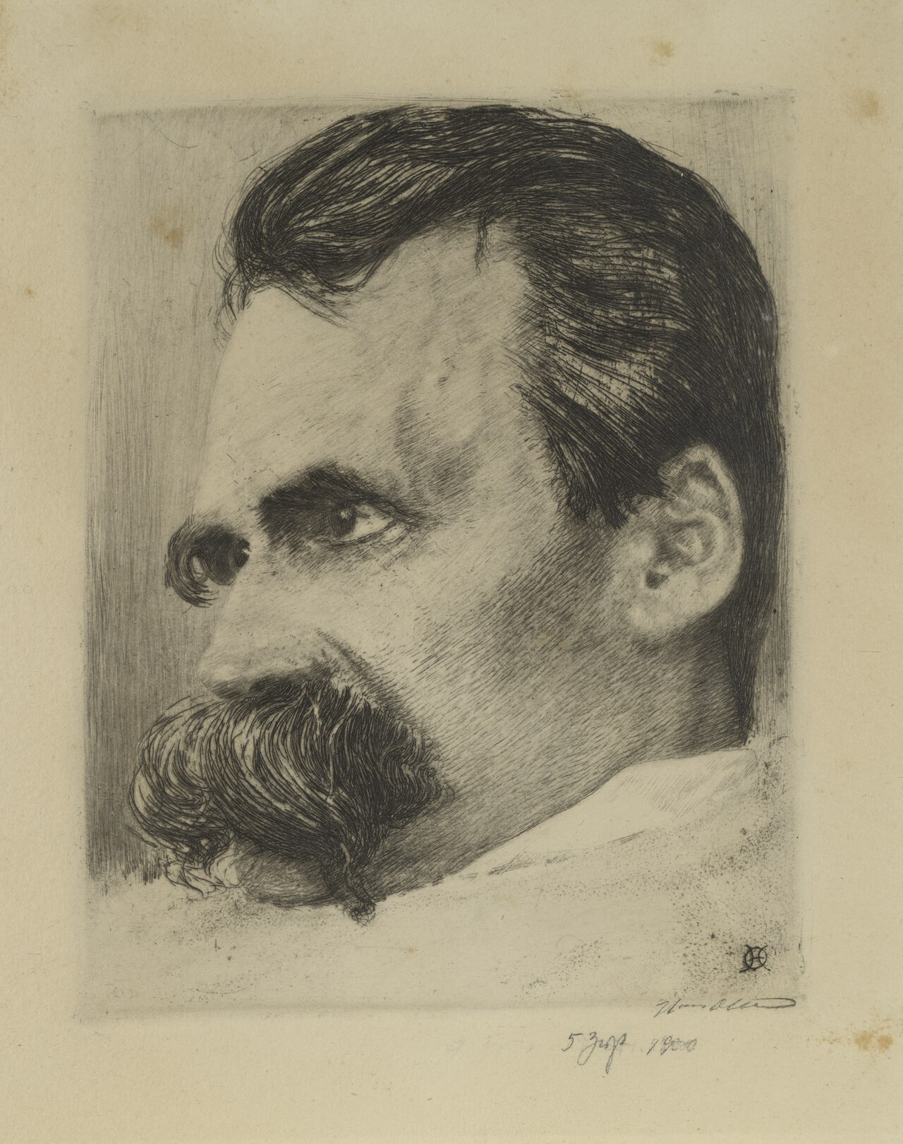 Hans Olde Head Study of Friedrich Nietzsche Thielska 333a — Hans Olde