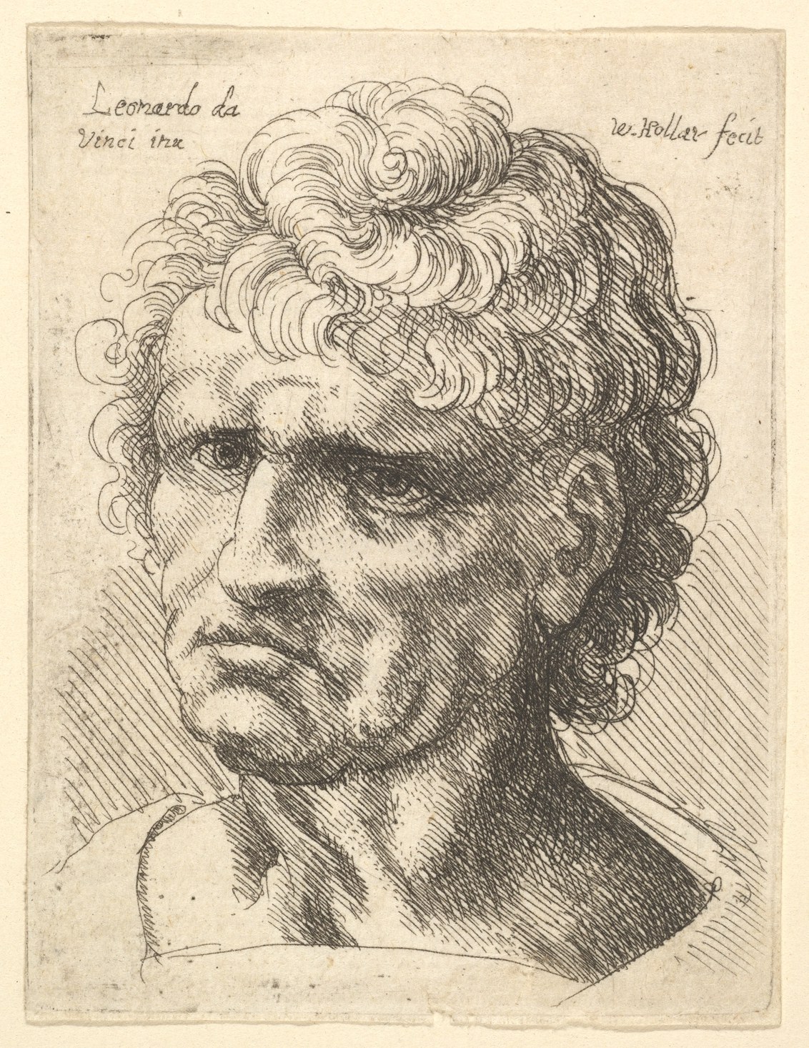 Head of a man with serious expression — Wenceslaus Hollar