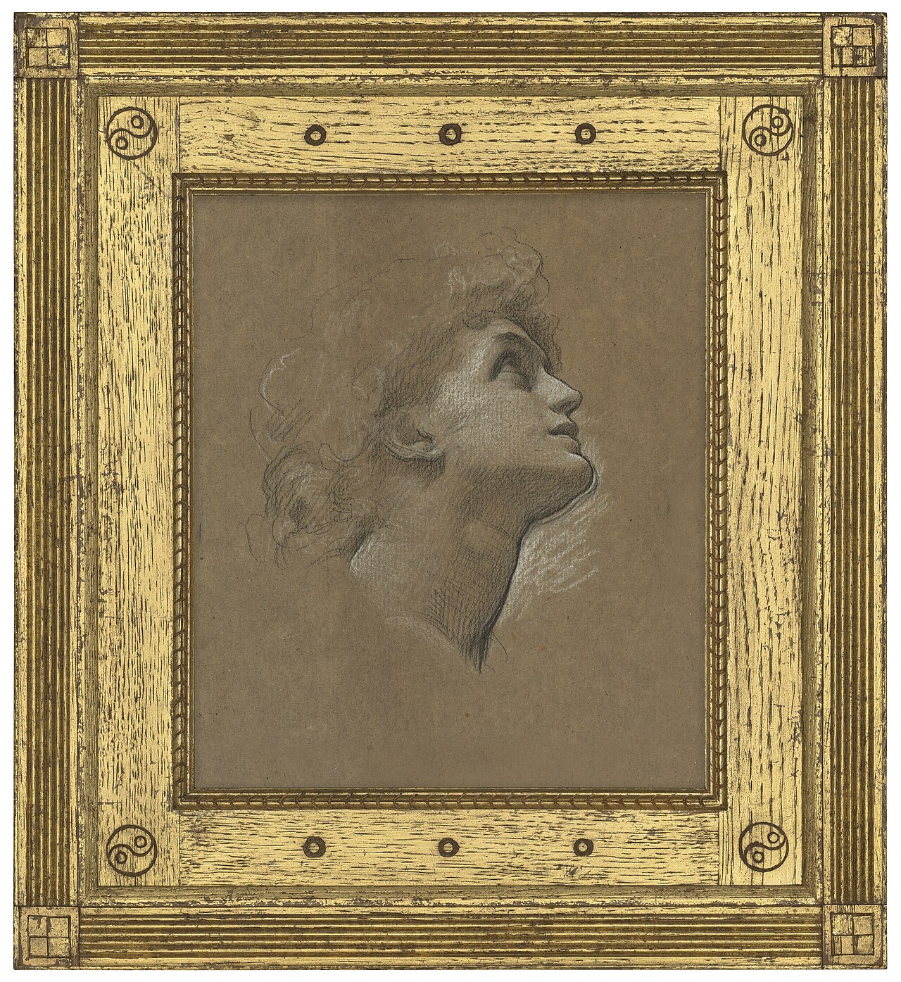 Head study of Dorothy Dene, in profile, for 'Faith' by Frederic Leighton (WITH FRAME) — Frederic Leighton