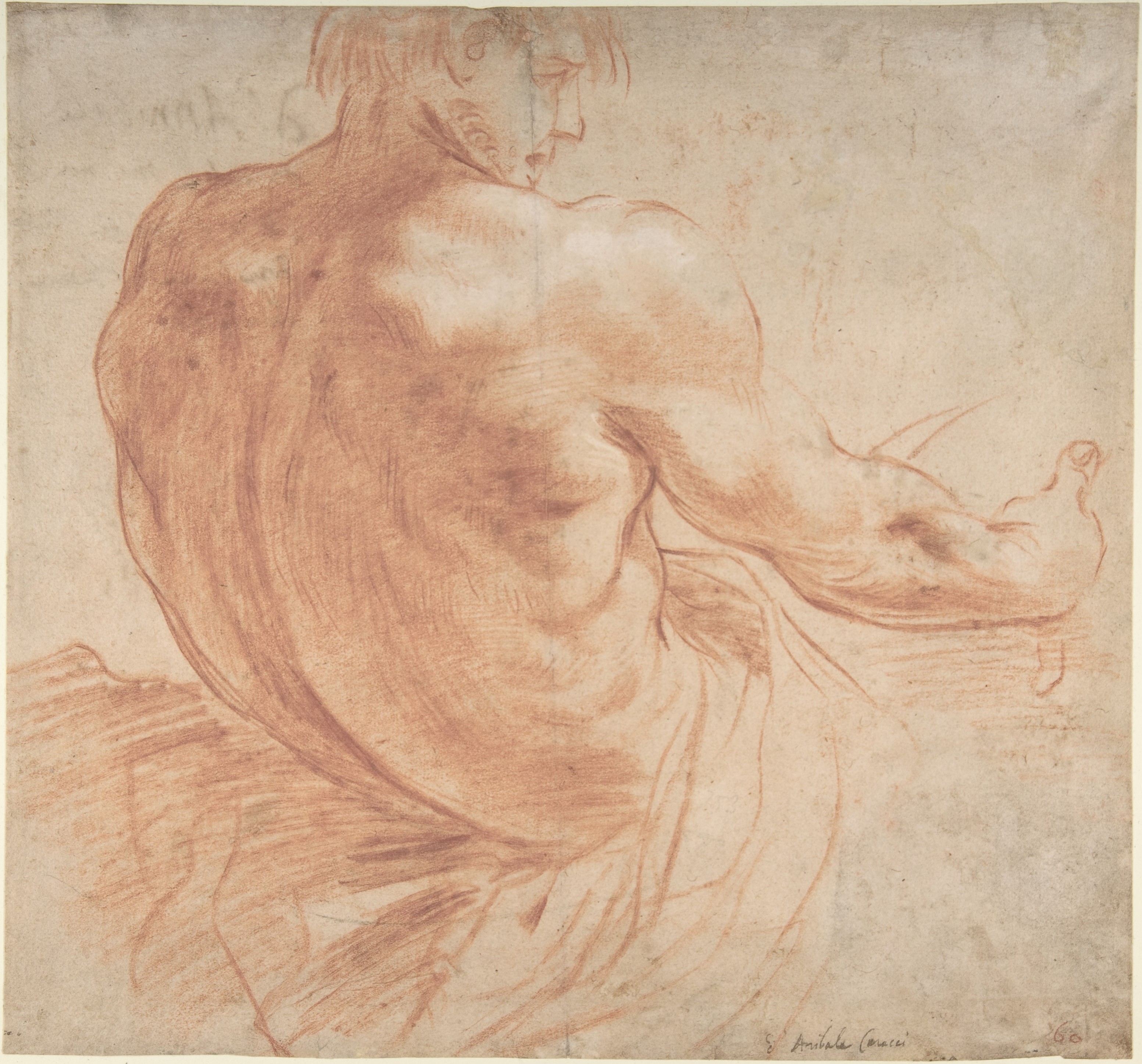 [SCHIENA] Seated Youth Facing Right, Seen from the Back — Annibale Carracci