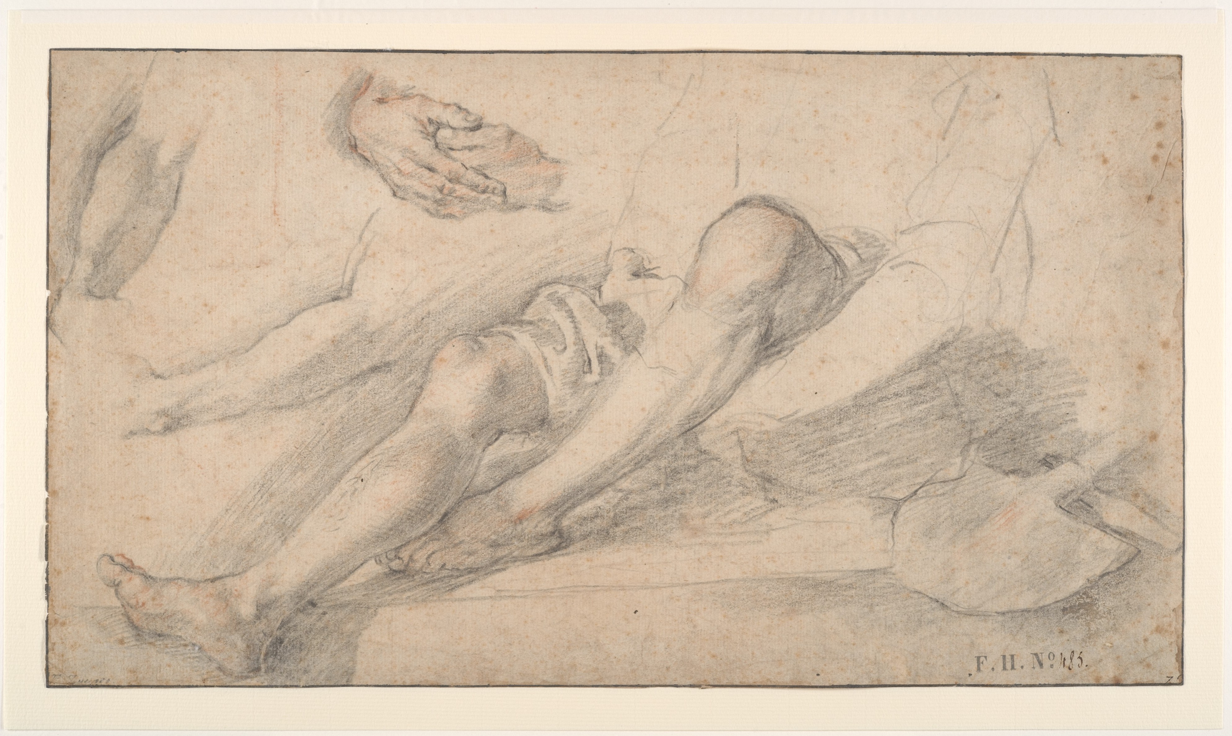 [PIEDI] Studies for a Seated Figure of a Man with a Shovel — Bernardino Poccetti