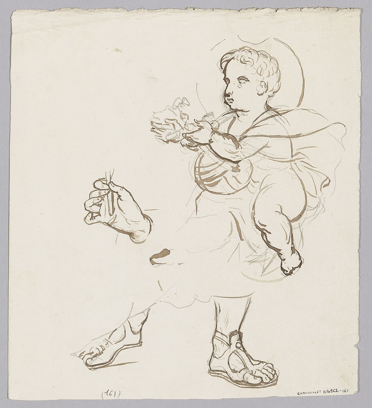 [PIEDI] Etude pour un vitrail religieux enfant, main, pieds. D.14862-161 — Prosper Lafaye