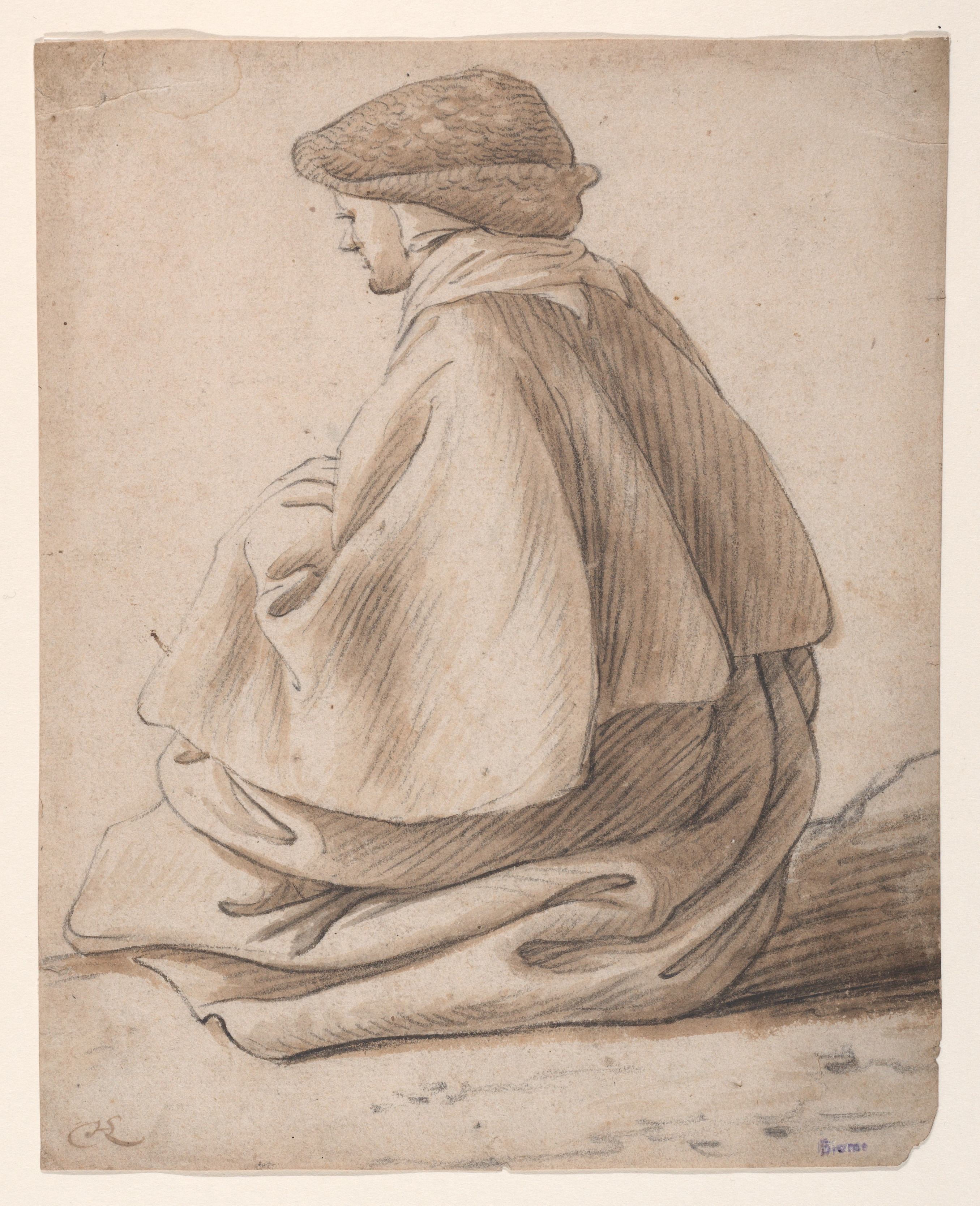[SCHIENA] Study of a Seated Peasant Woman, Viewed from Behind and to the Left — Herman Saftleven II