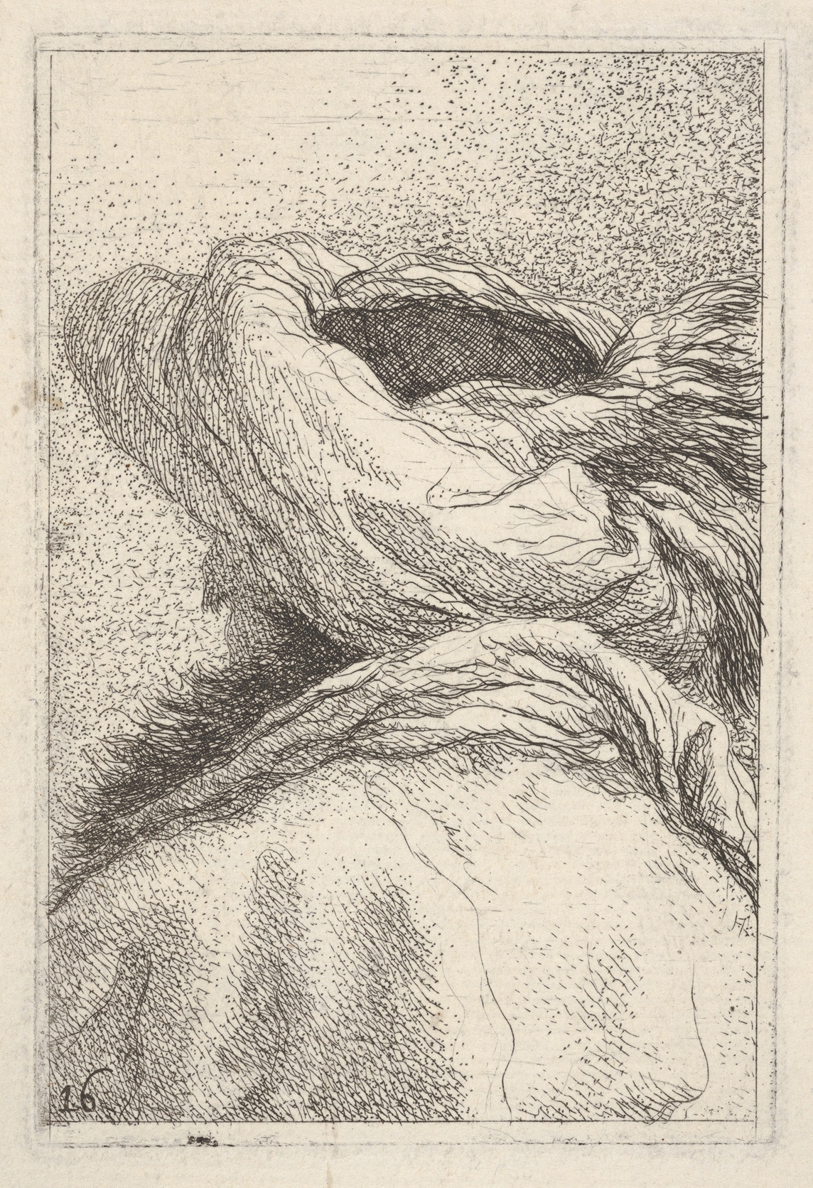 [SCHIENA] Man in a turban, depicted in bust length format from behind in three-quarters view, from "Collection of heads" (Raccolta di teste) — Giovanni Domenico Tiepolo