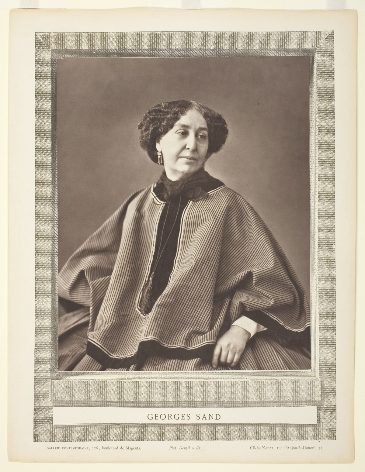 George Sand (born Amantine Lucile Aurore Dupin, French novelist, 1804-1876) — Nadar