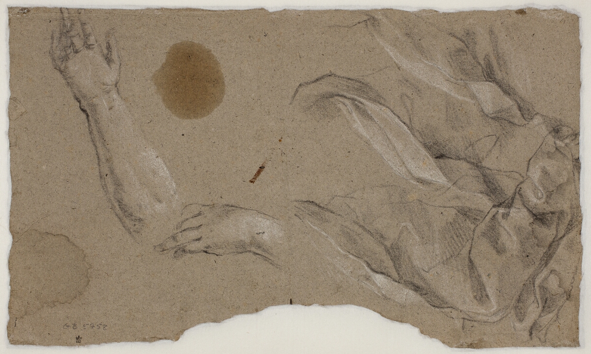 Studier af draperi og hænder — Pietro da Cortona