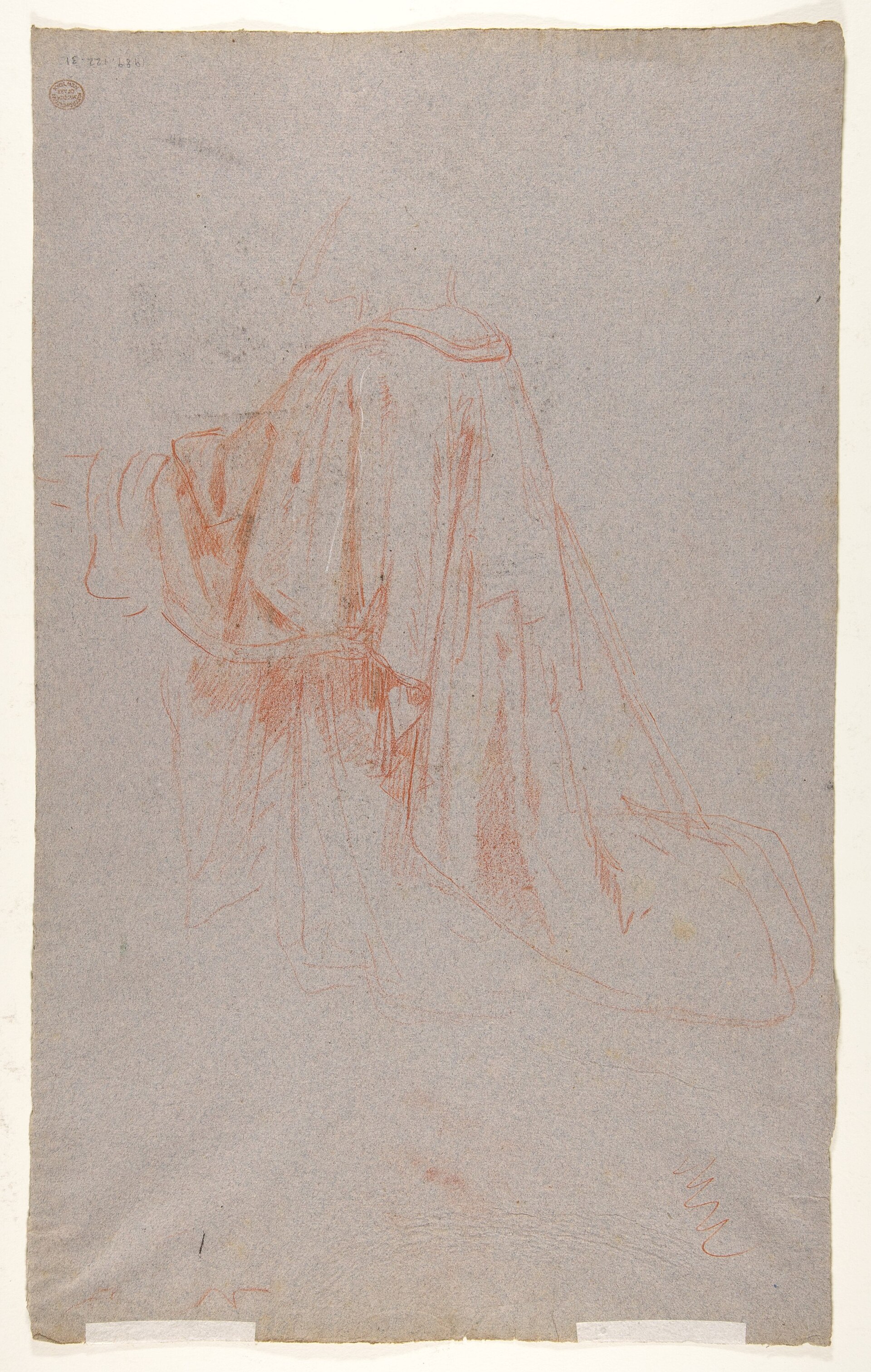 Monk (lower register); verso: Drapery Study for a Bishop (lower register); (studies for wall paintings in the Chapel of Saint Remi, Sainte-Clotilde, Paris, 1858) — Isidore Pils
