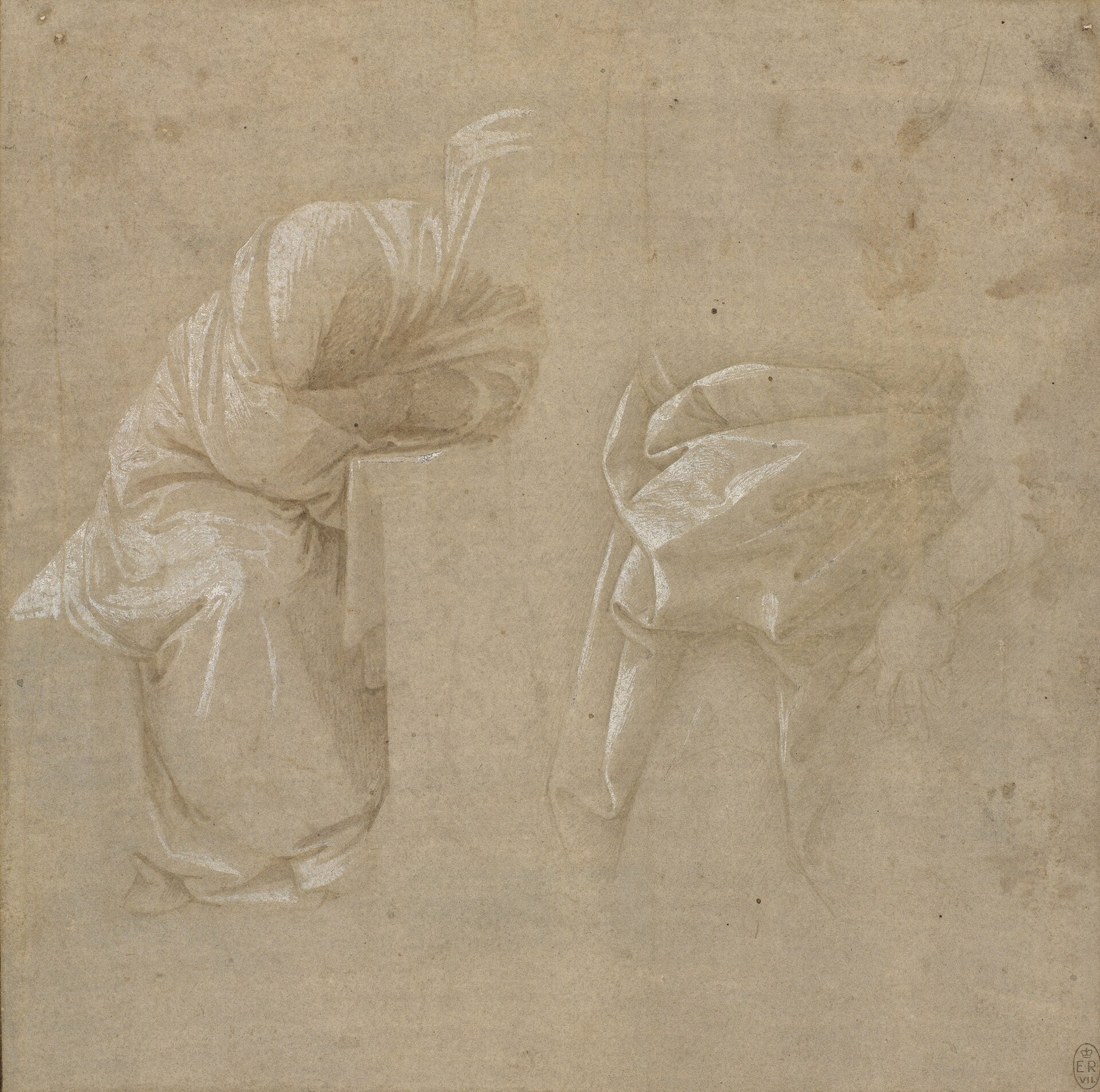 After Filippo Lippi - Two studies of drapery c. 1450, RCIN 912753 — Filippo Lippi