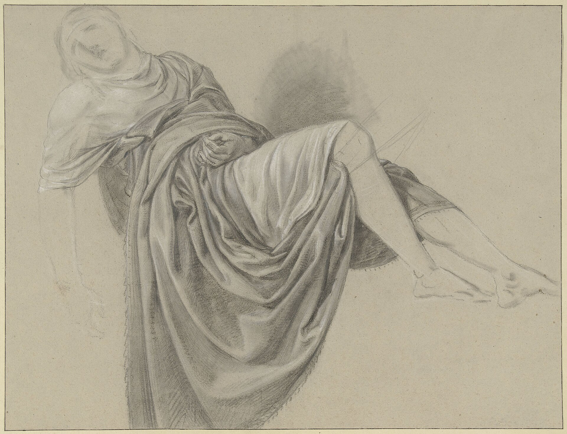 Draperiestudie van een liggende vrouw, RP-T-00-2072 — Artiste inconnu