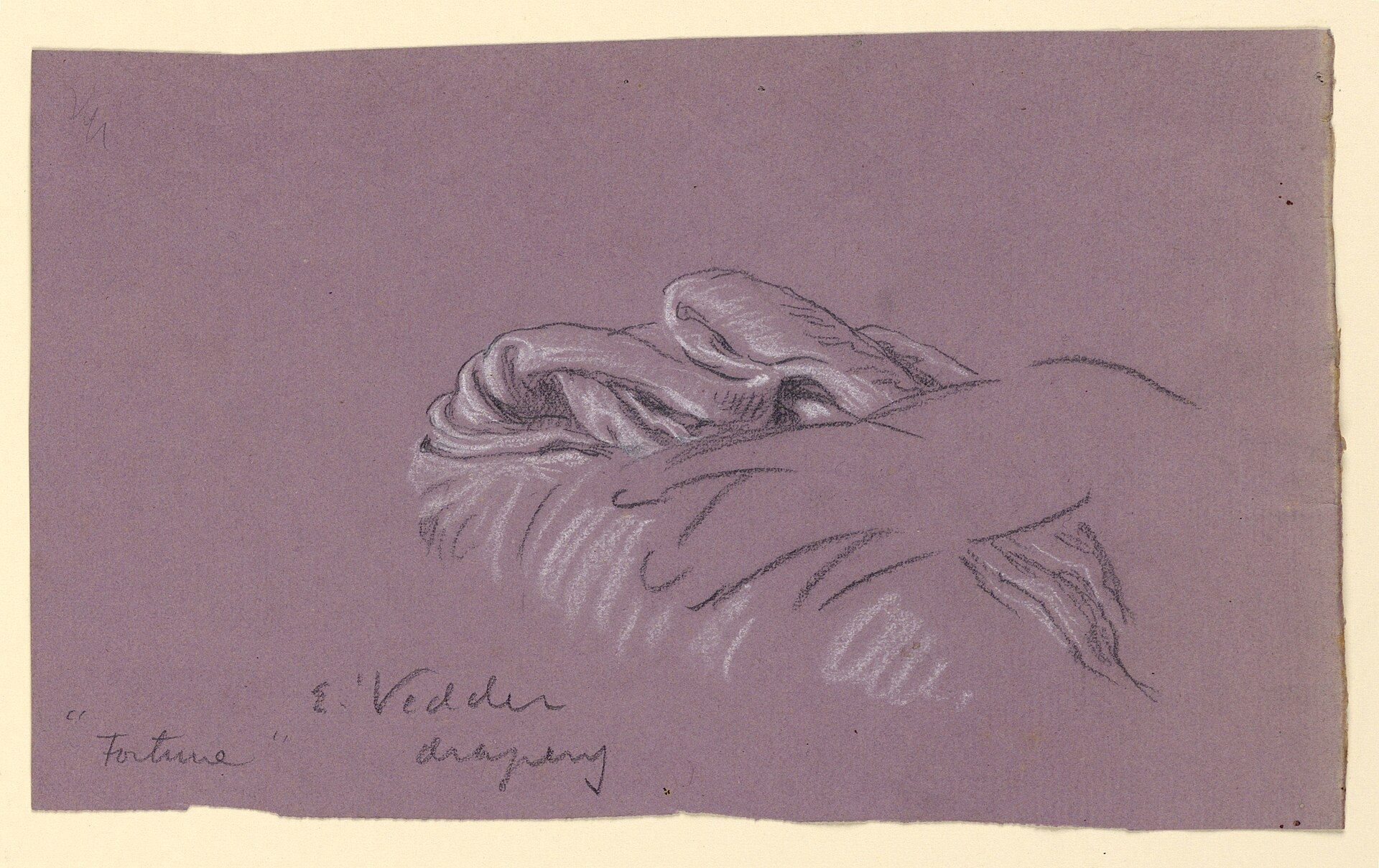 Drawing, Study of Drapery of "Fortune", ca. 1890 — Elihu Vedder