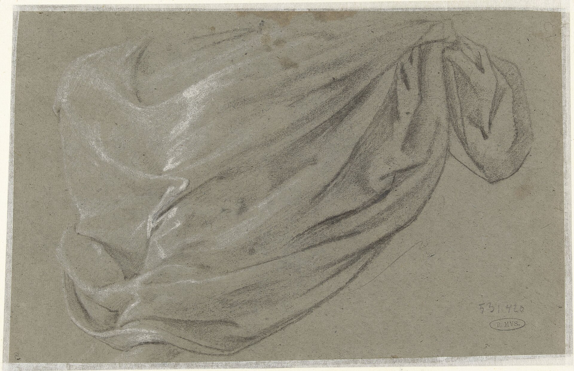 Draperiestudie Schetsbladen met figuurstudies (serietitel), RP-T-1953-420(V) — Unbekannter Künstler