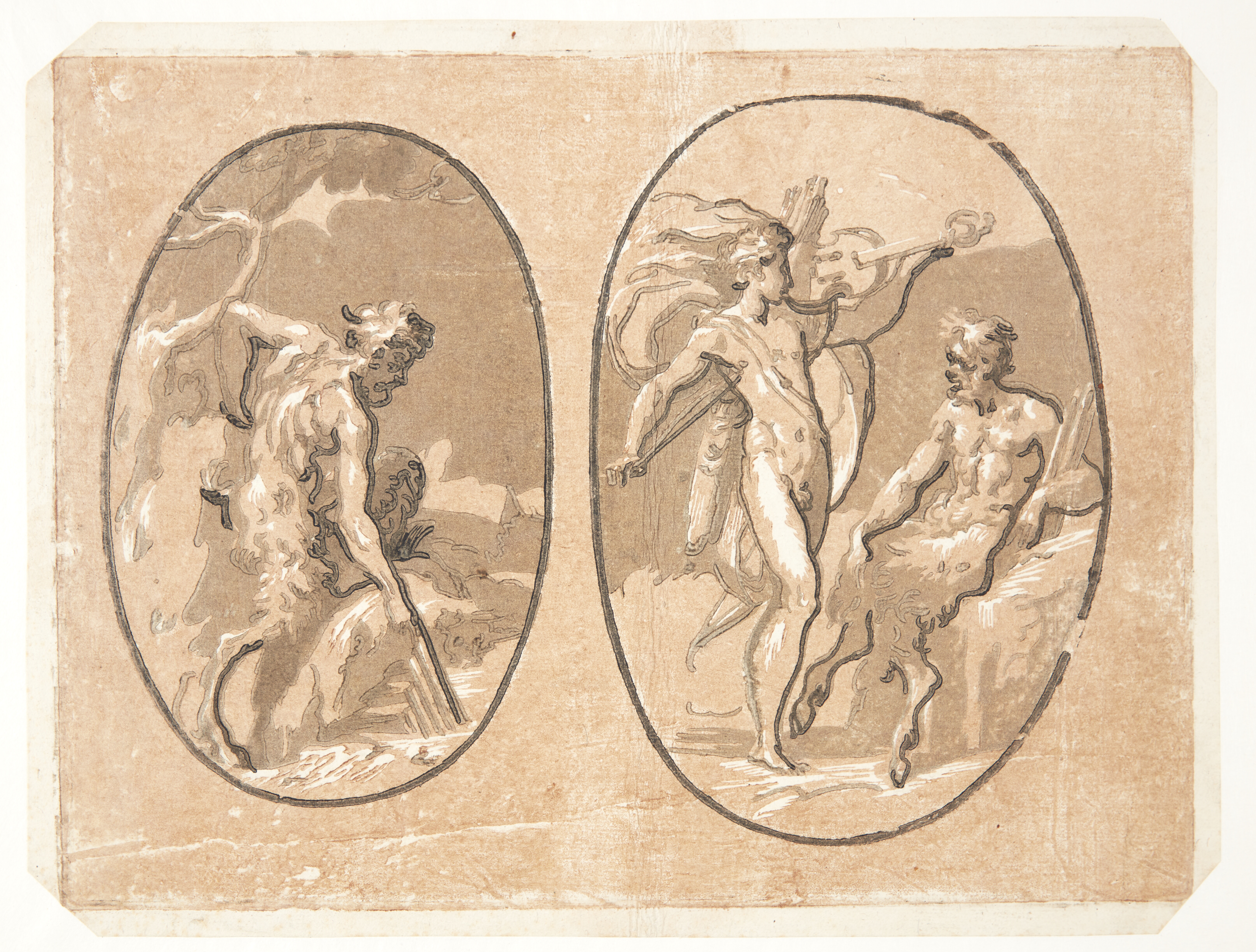 "Pan" og "Apollon og Marsyas" — Ugo da Carpi
