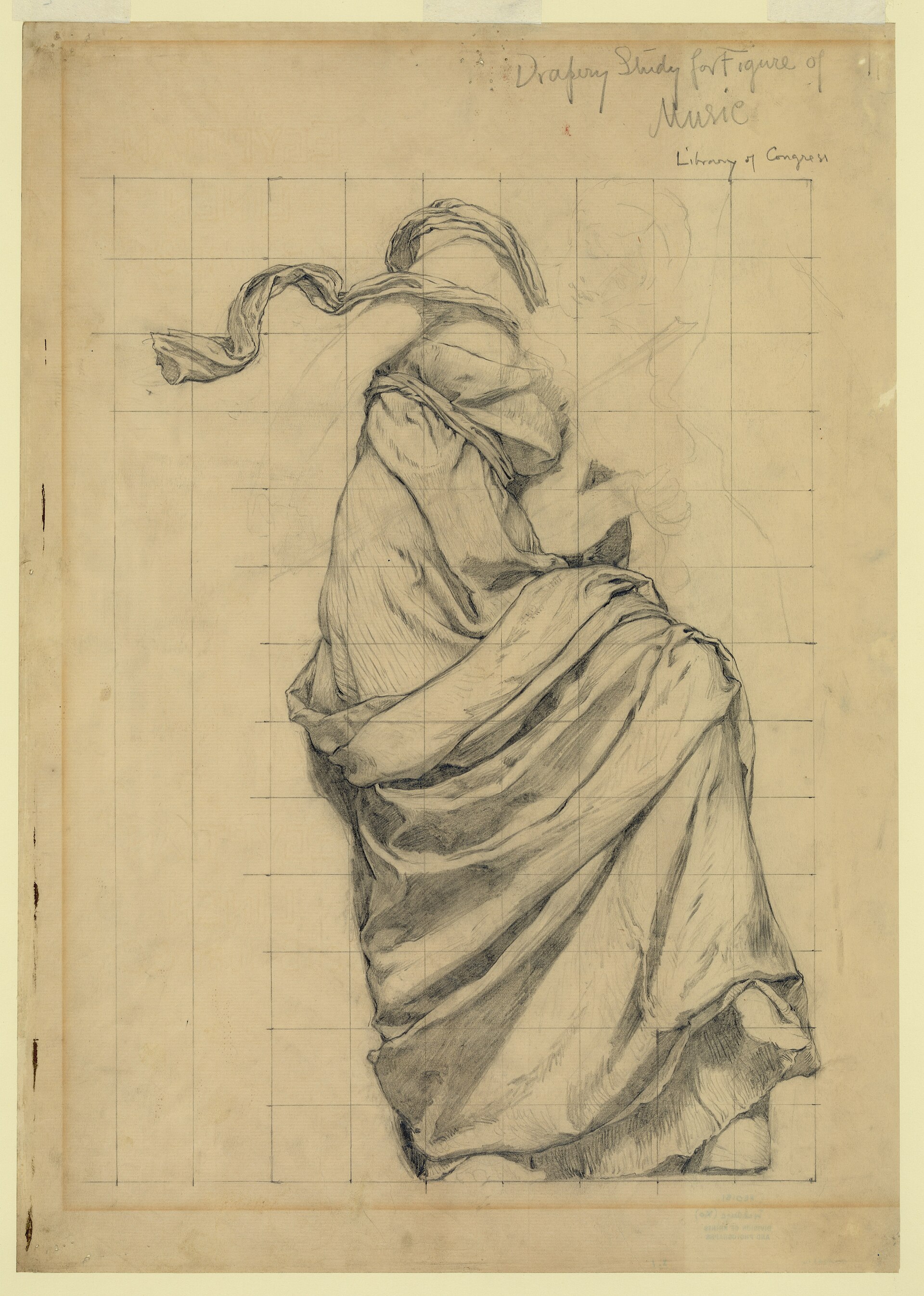 Drapery study for figure of Music Library of Congress LCCN2004662290 — Cox, Kenyon, 1856-1919, artist
