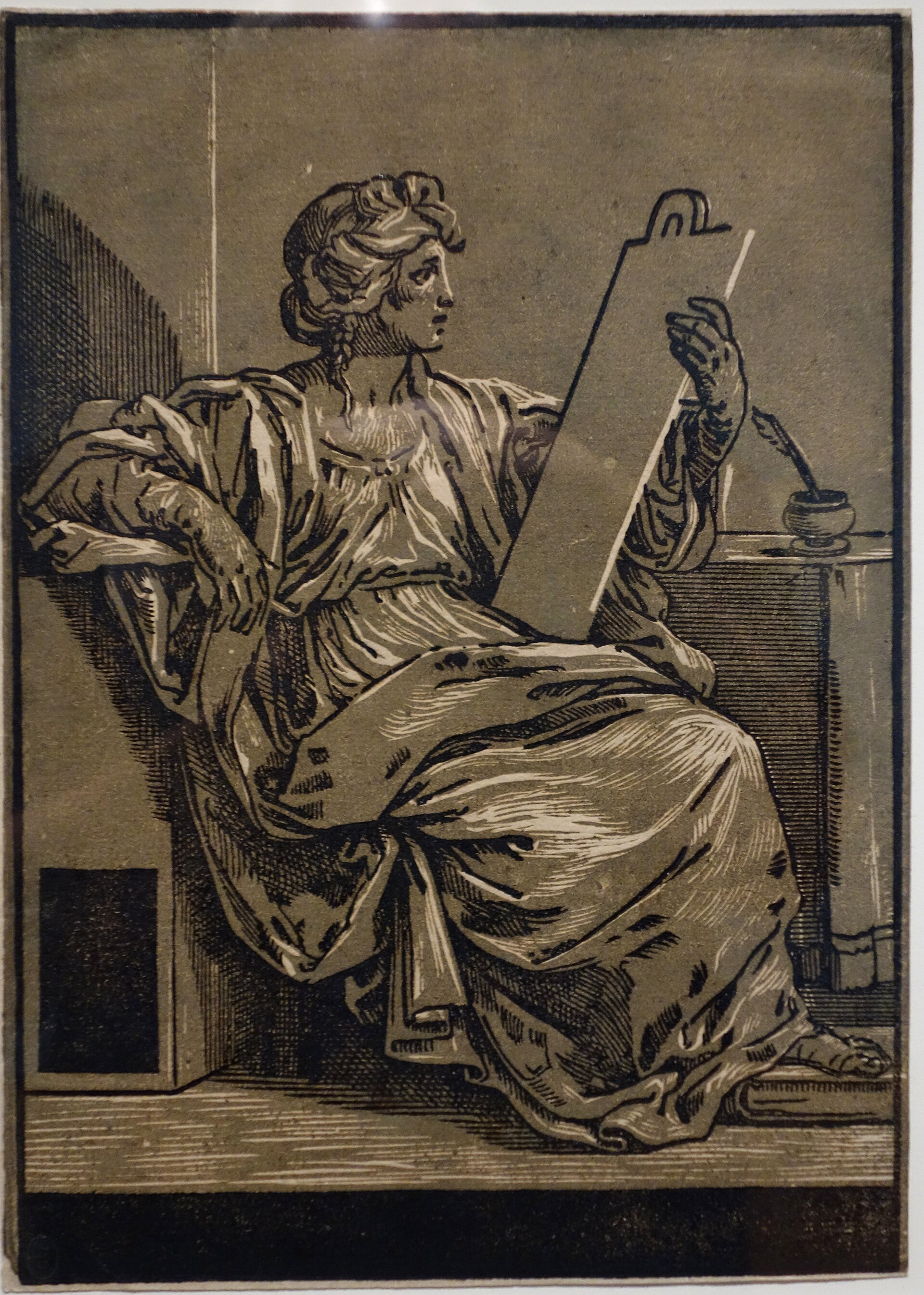 A Sibyl (after Guido Reni), by Bartolomeo Coriolano, c. 1645, chiaroscuro woodcut - National Museum of Western Art, Tokyo - DSC08316 — Daderot