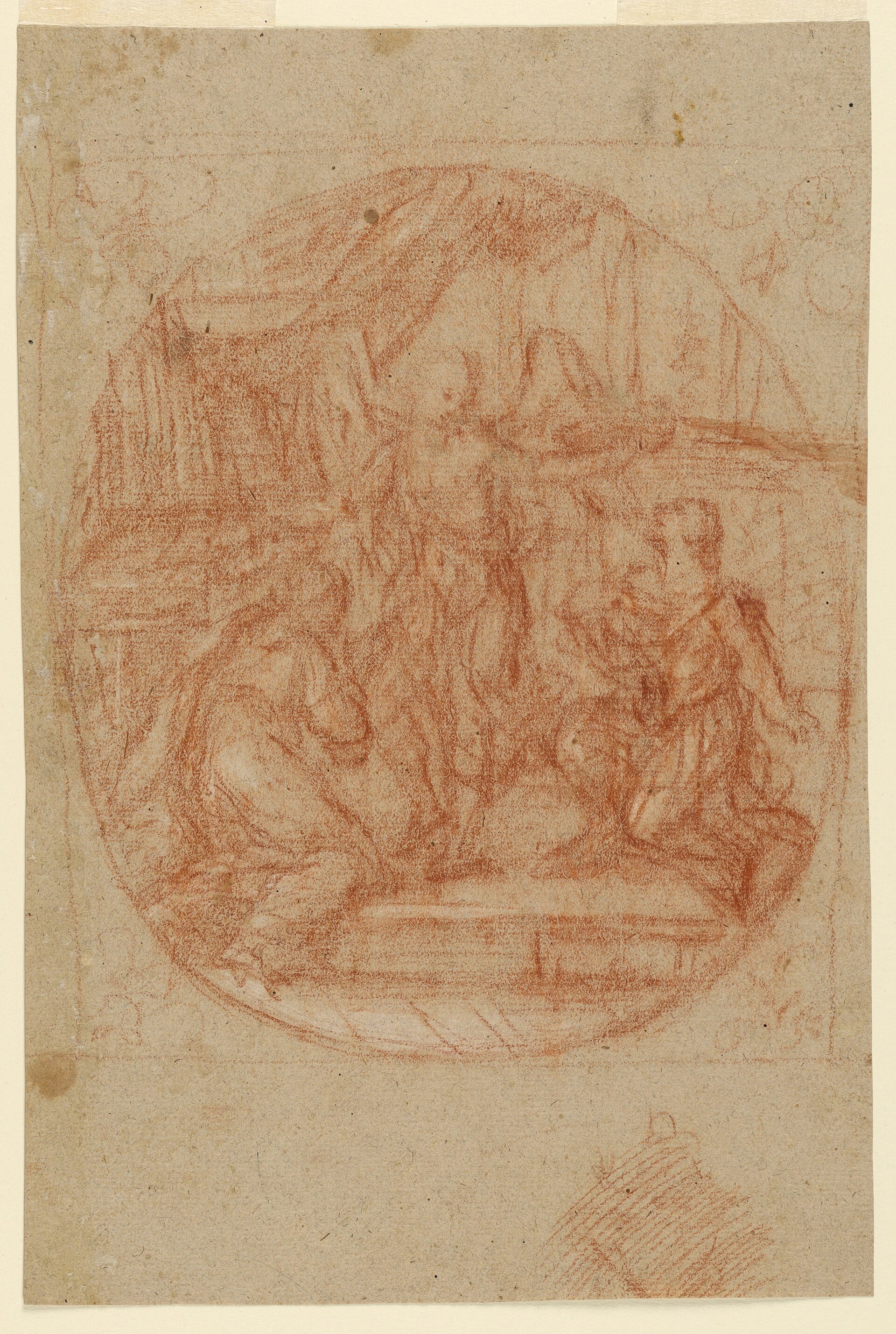 Drawing, Angel Crowning a Couple; Verso: Drapery Study, 1780–1800 — Unbekannter Künstler