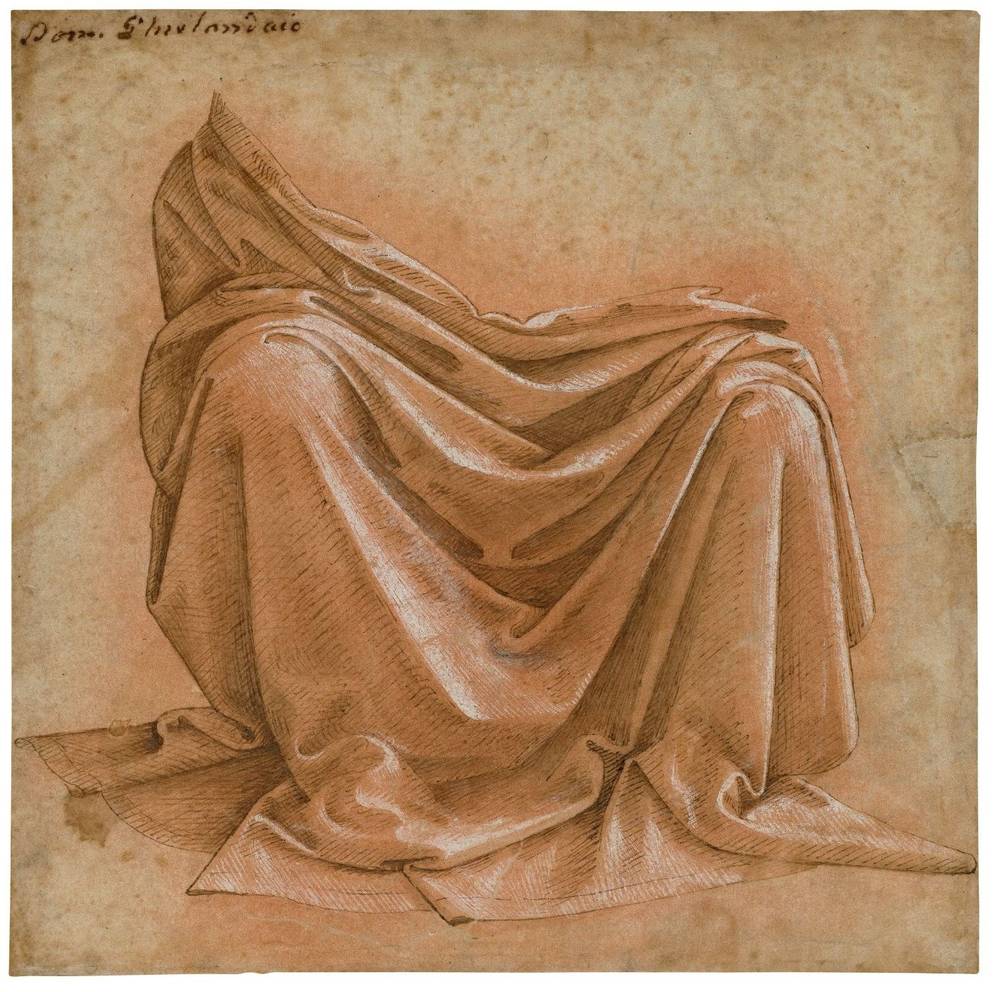 Ghirlandaio - Gewandstudie einer sitzenden Figur (recto), C 22 — Domenico Ghirlandaio